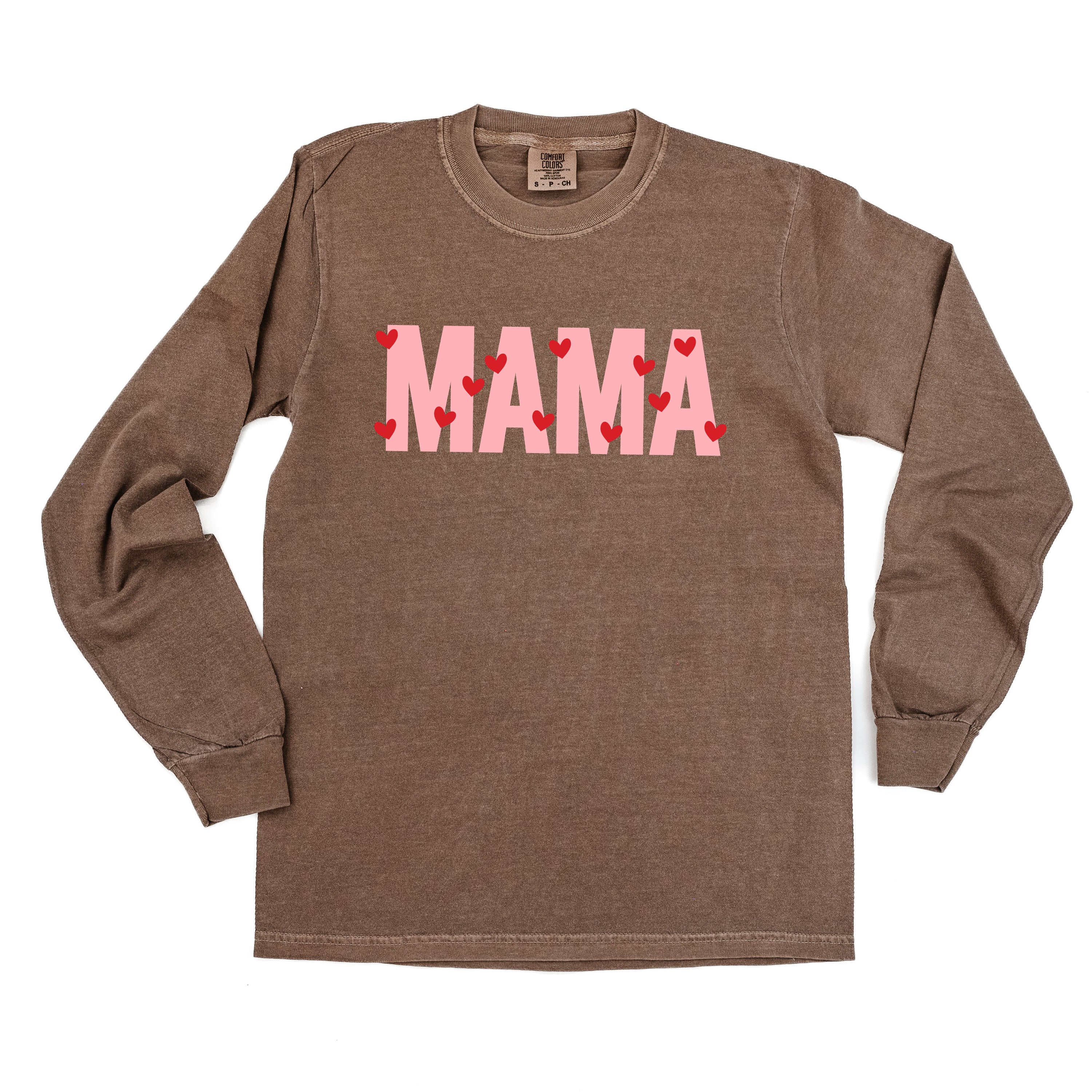 Mama - Mini Hearts - LONG SLEEVE Comfort Colors Tee Little Mama Shirt Shop