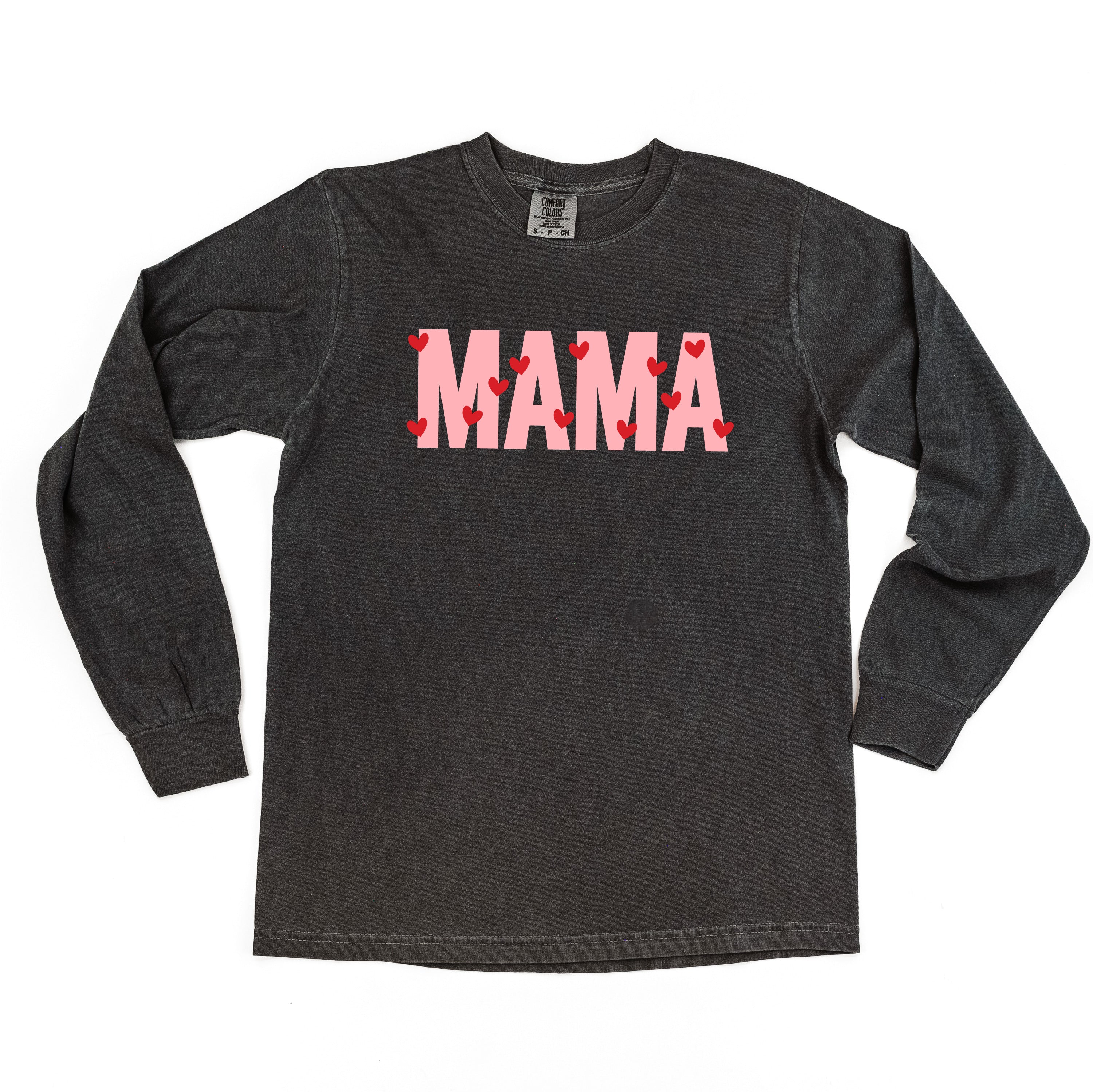 Mama - Mini Hearts - LONG SLEEVE Comfort Colors Tee Little Mama Shirt Shop