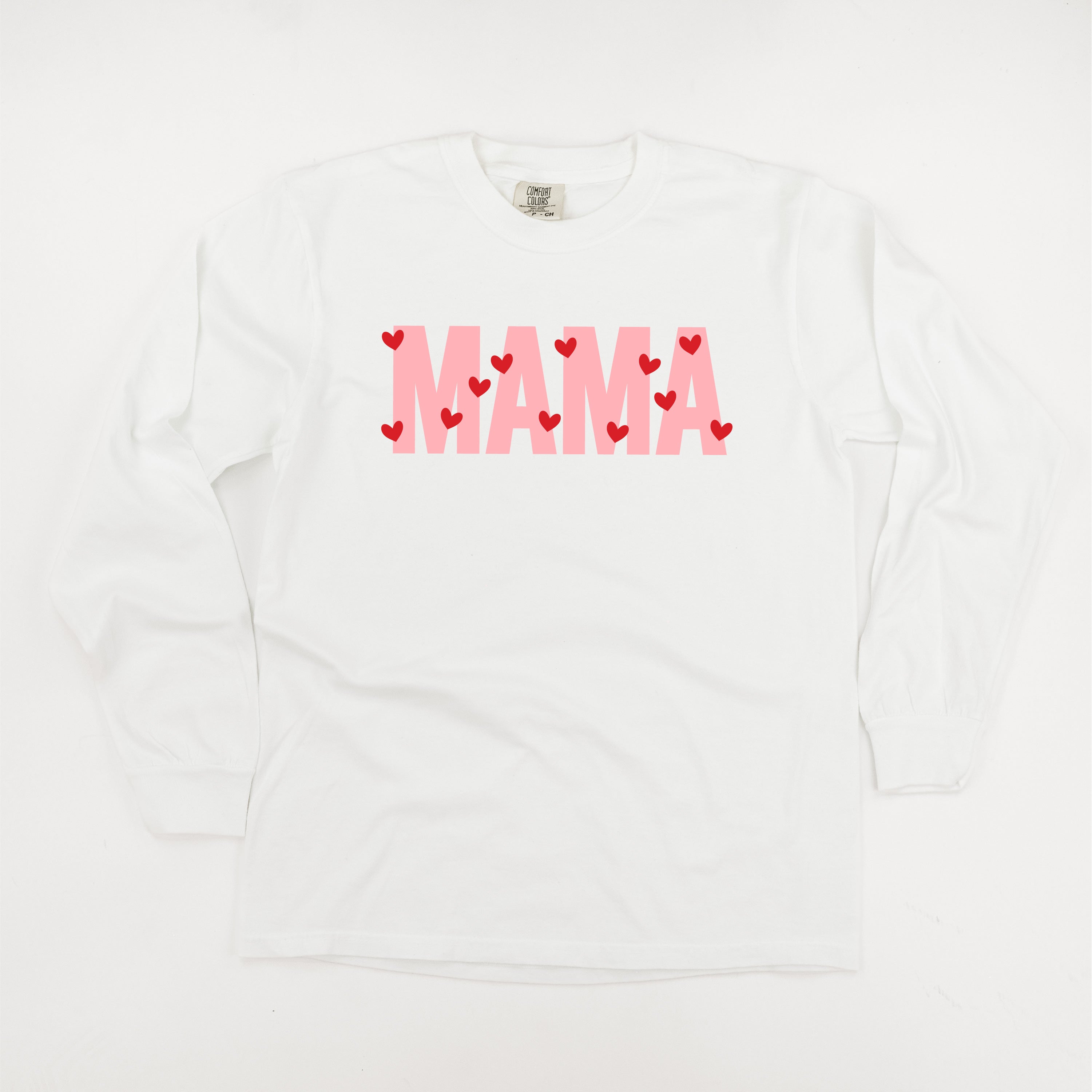 Mama - Mini Hearts - LONG SLEEVE Comfort Colors Tee Little Mama Shirt Shop