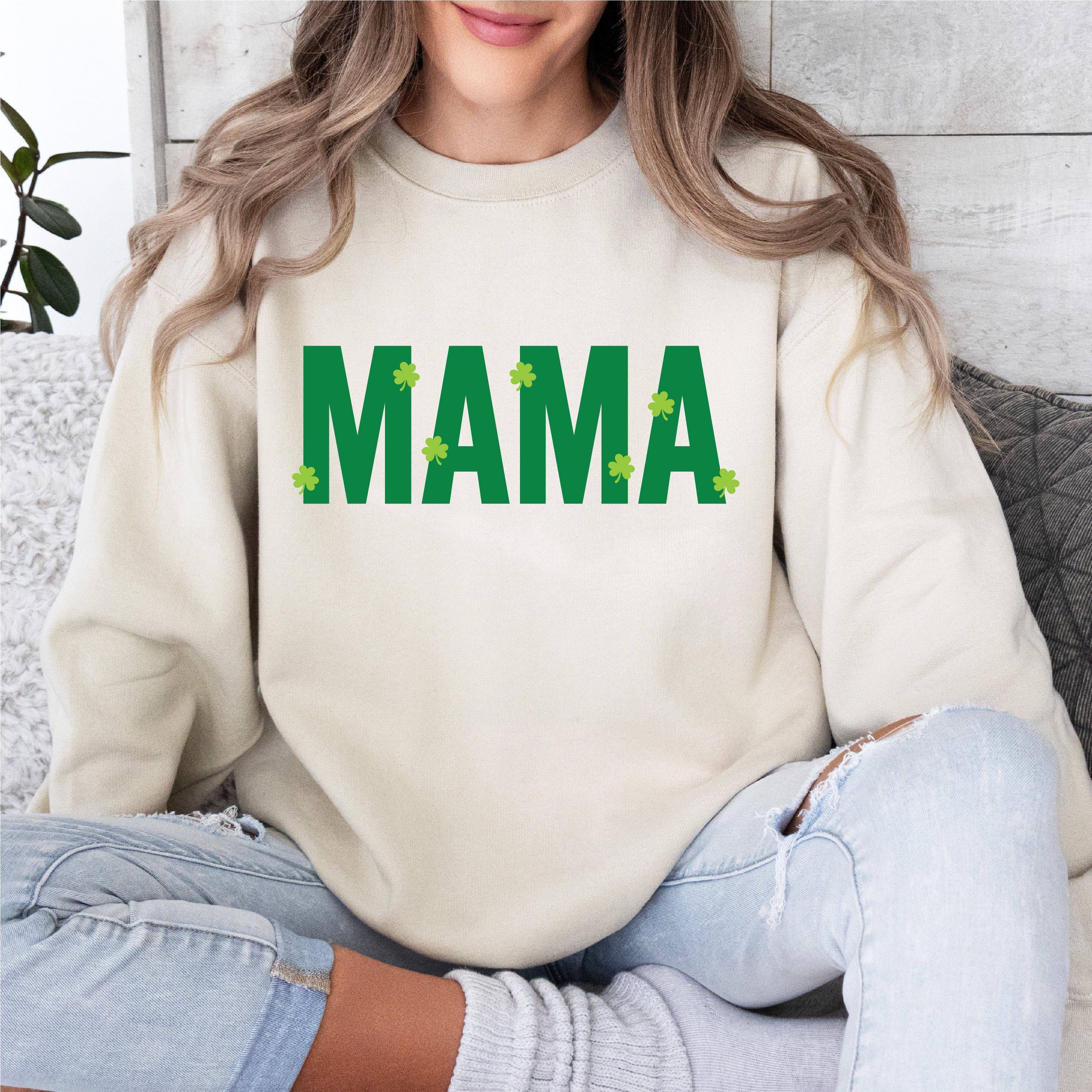 Mama - Mini Shamrocks - BASIC Fleece Little Mama Shirt Shop LLC
