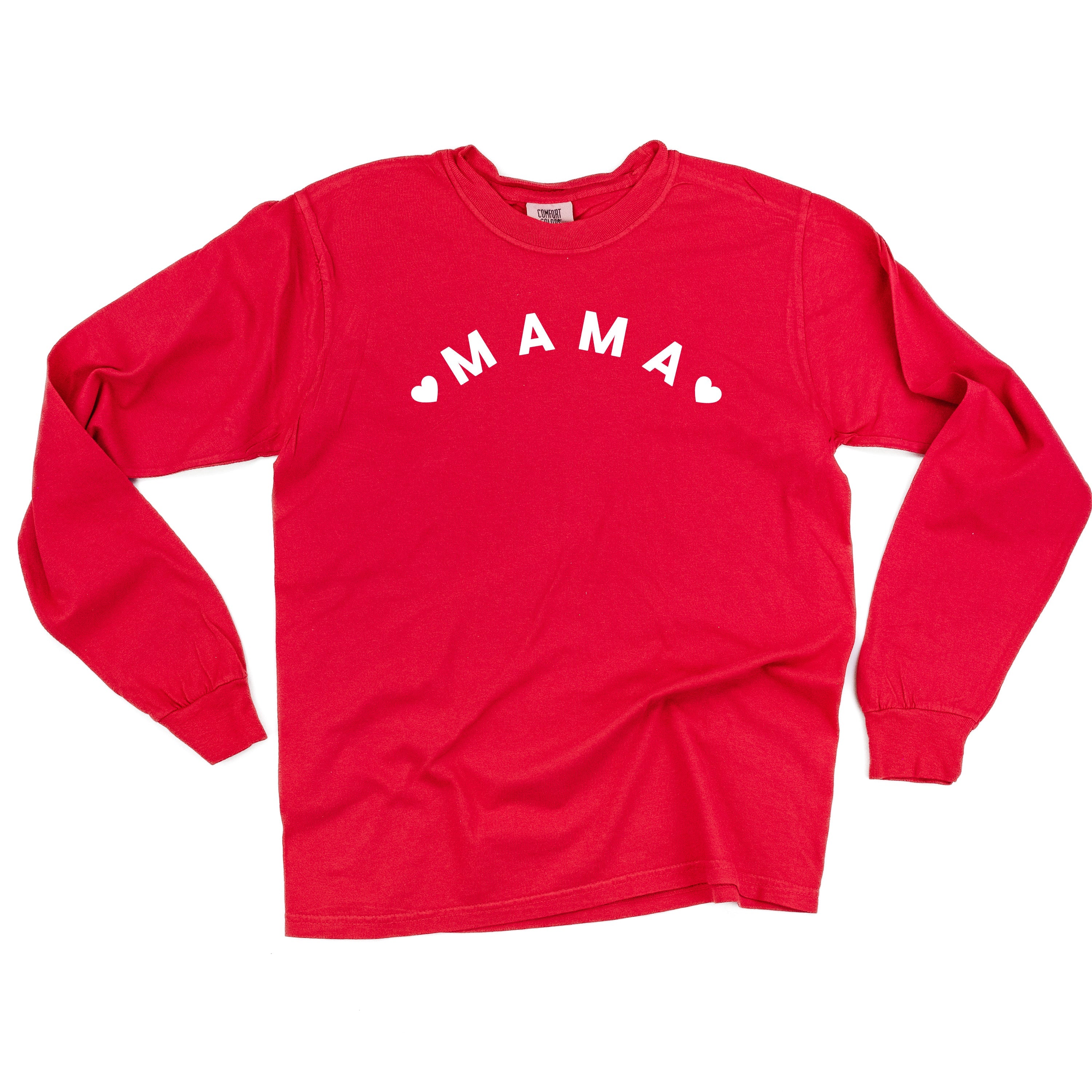 Mama (Two Hearts) - LONG SLEEVE Comfort Colors Tee Little Mama Shirt Shop