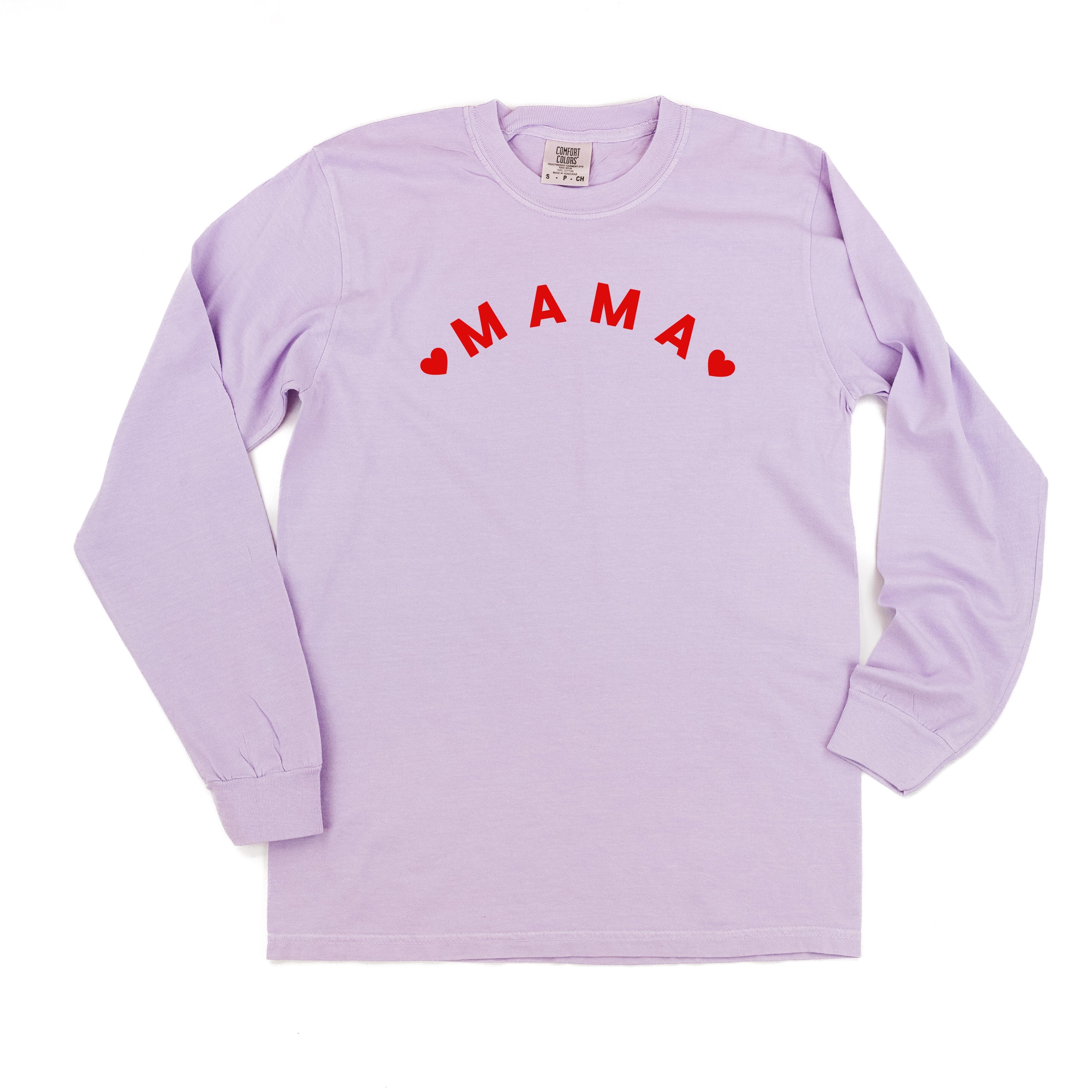 Mama (Two Hearts) - LONG SLEEVE Comfort Colors Tee Little Mama Shirt Shop