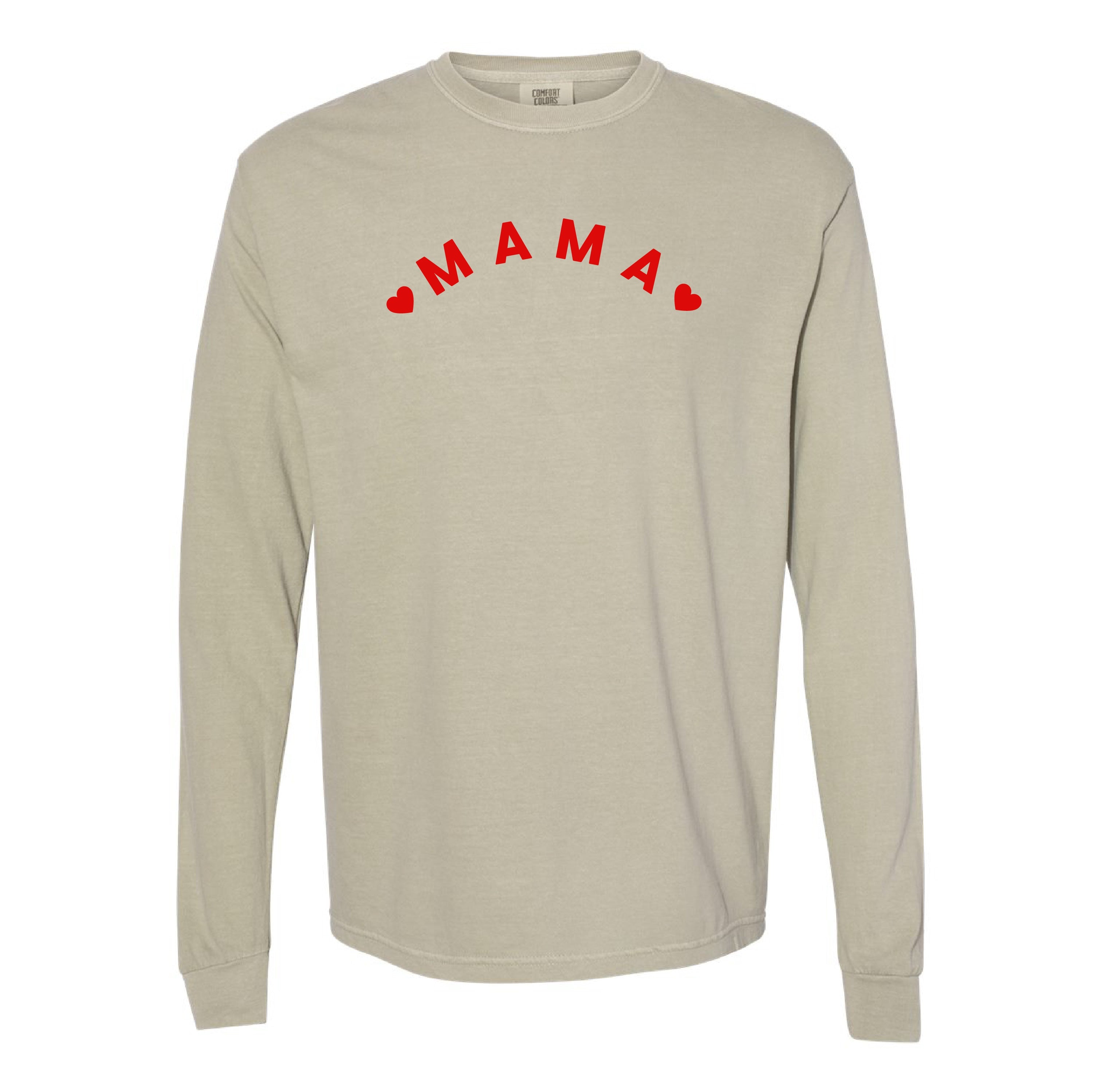 Mama (Two Hearts) - LONG SLEEVE Comfort Colors Tee Little Mama Shirt Shop