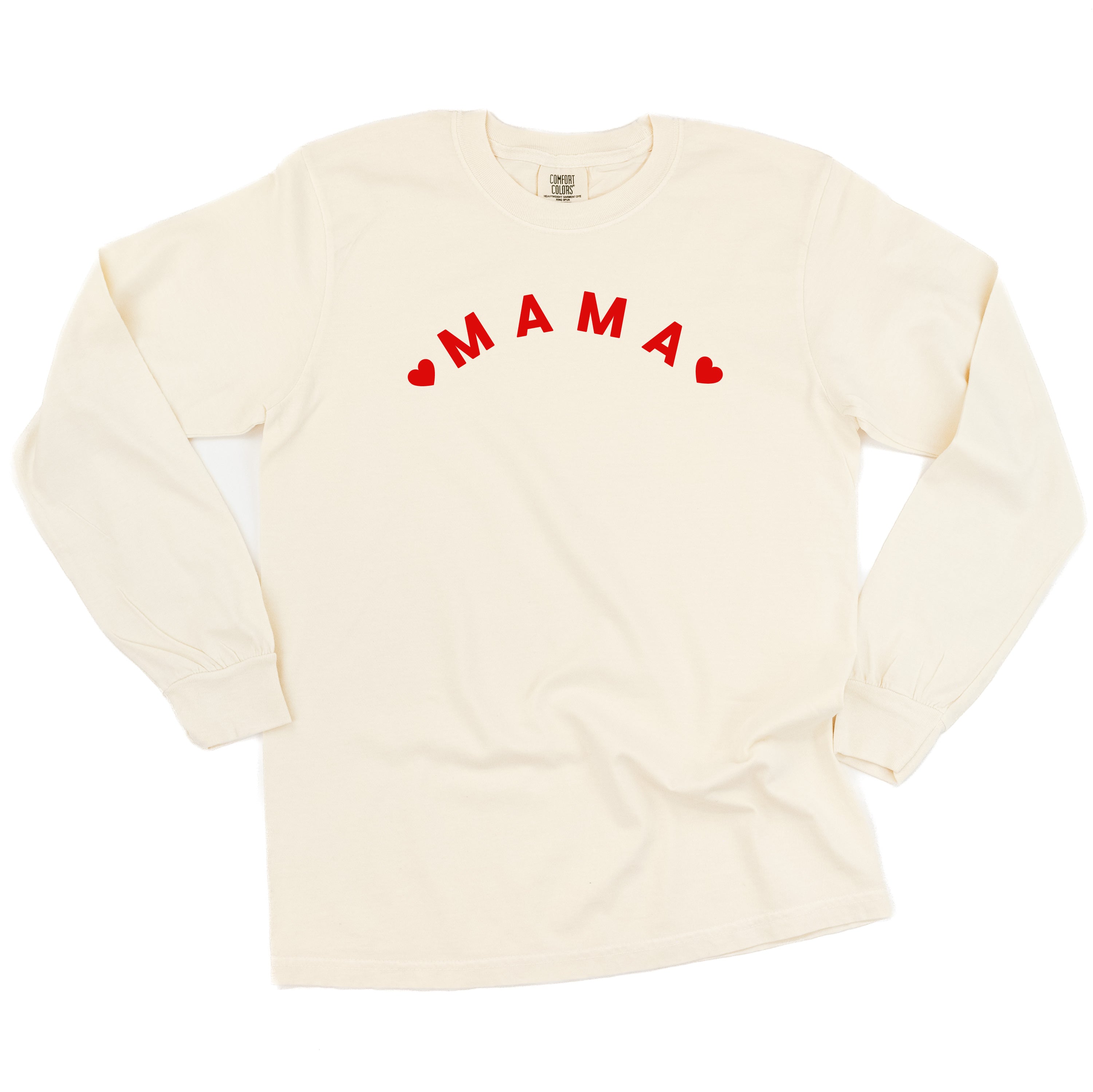 Mama (Two Hearts) - LONG SLEEVE Comfort Colors Tee Little Mama Shirt Shop