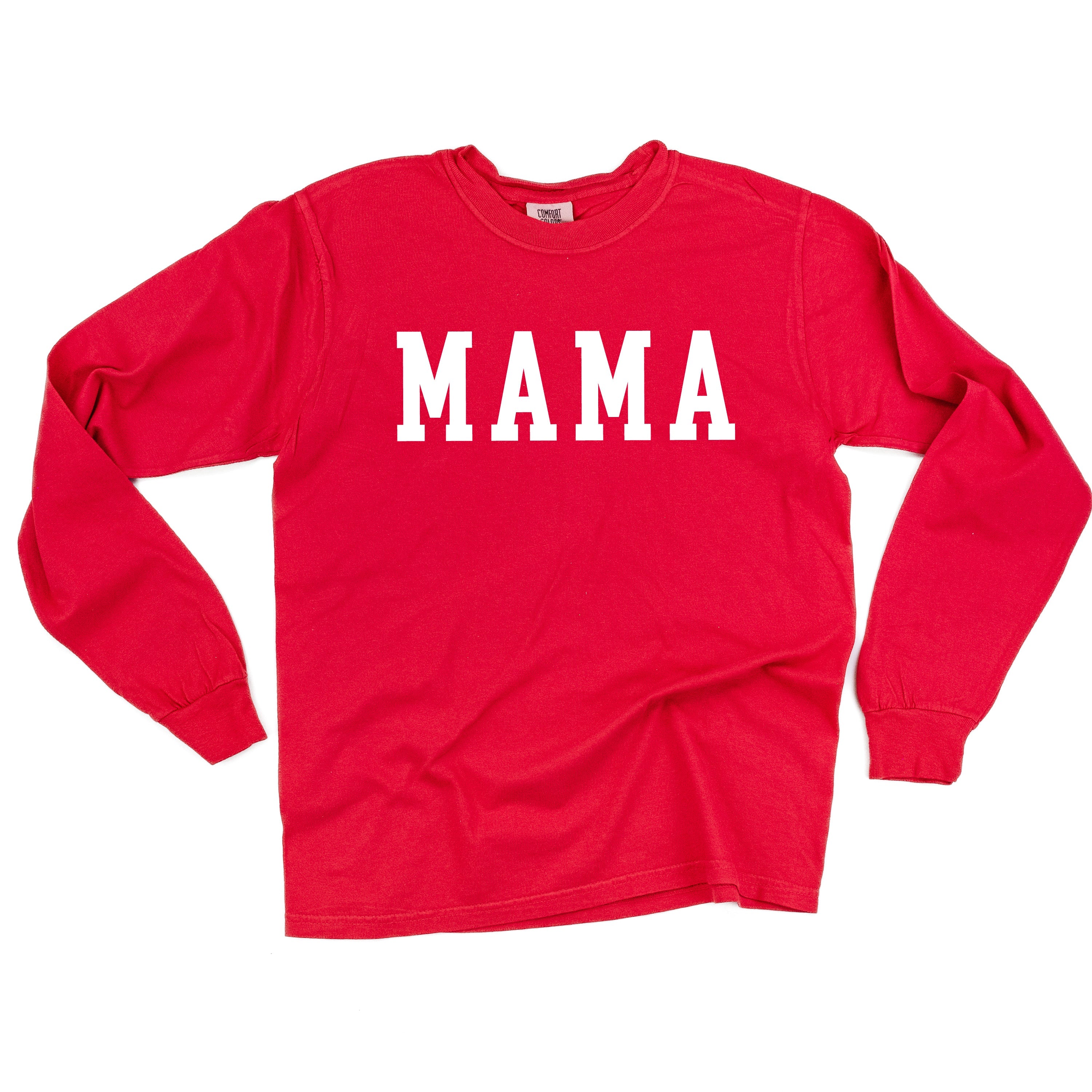 Mama - Varsity - LONG SLEEVE Comfort Colors Tee Little Mama Shirt Shop