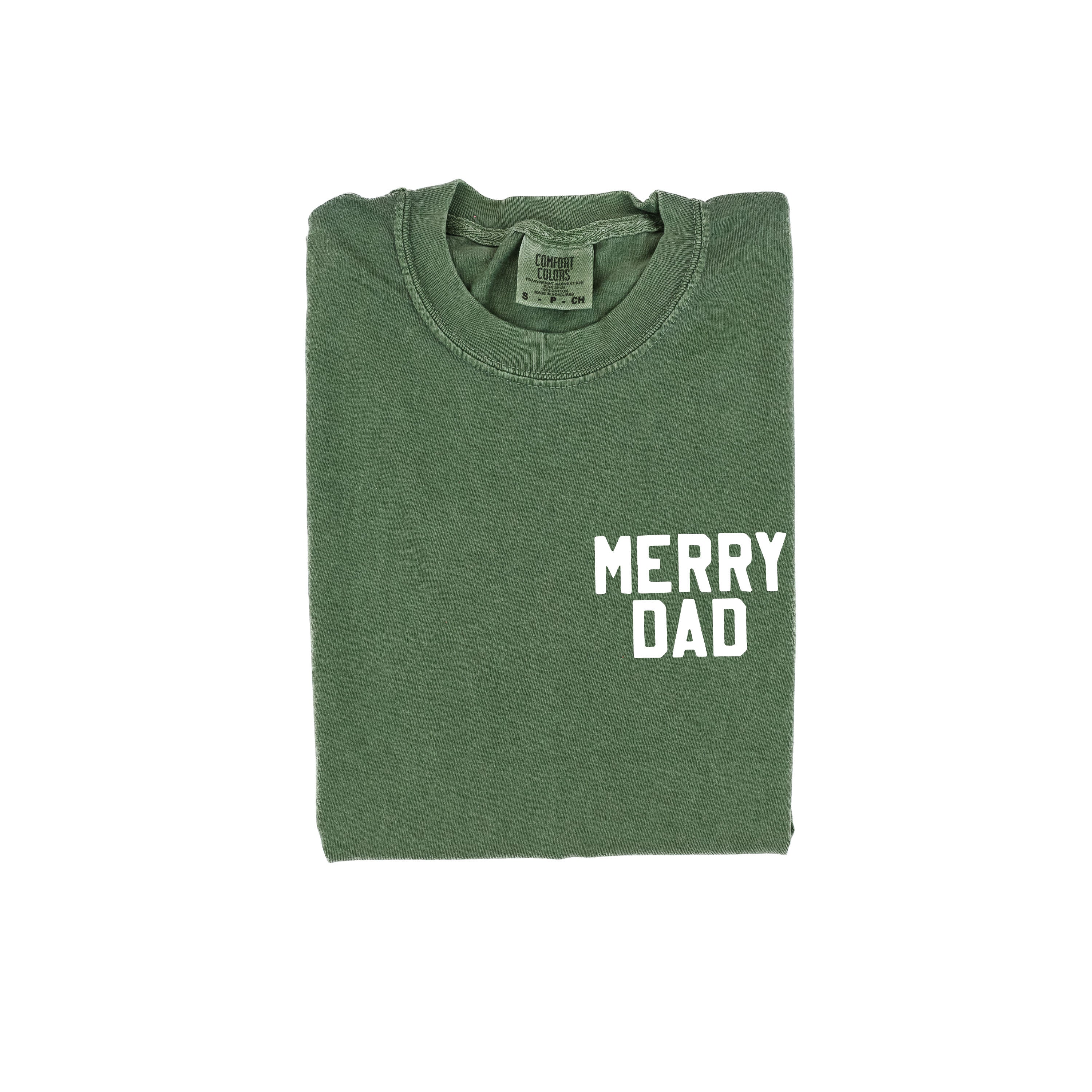 Merry Dad (pocket) - Comfort Colors Tee Little Mama Shirt Shop