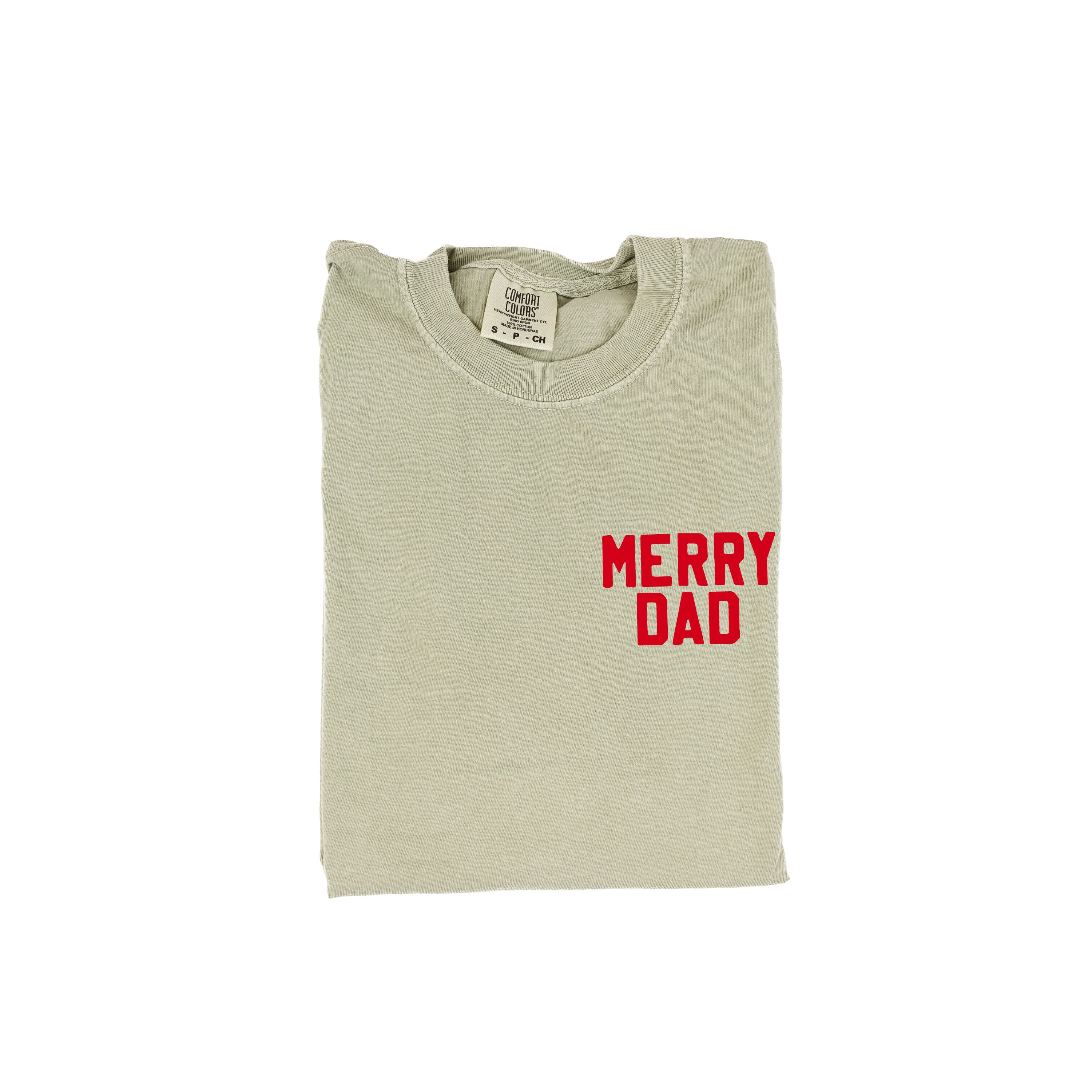 Merry Dad (pocket) - Comfort Colors Tee Little Mama Shirt Shop