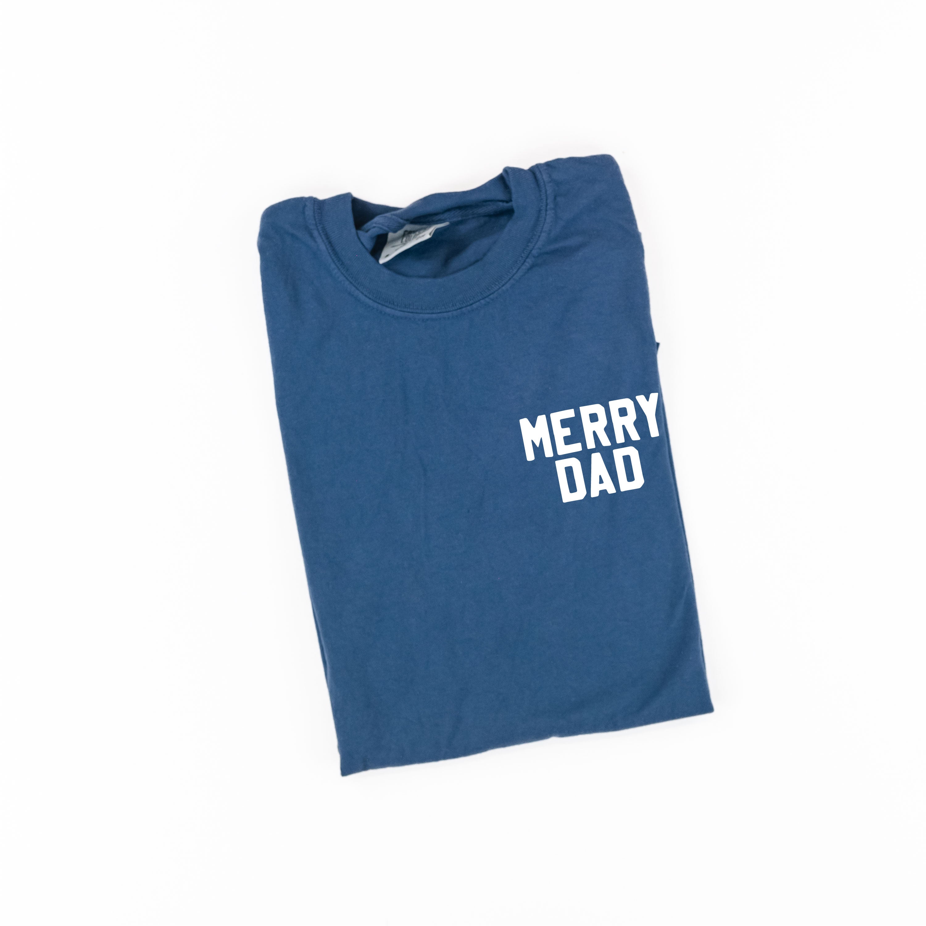Merry Dad (pocket) - Comfort Colors Tee Little Mama Shirt Shop
