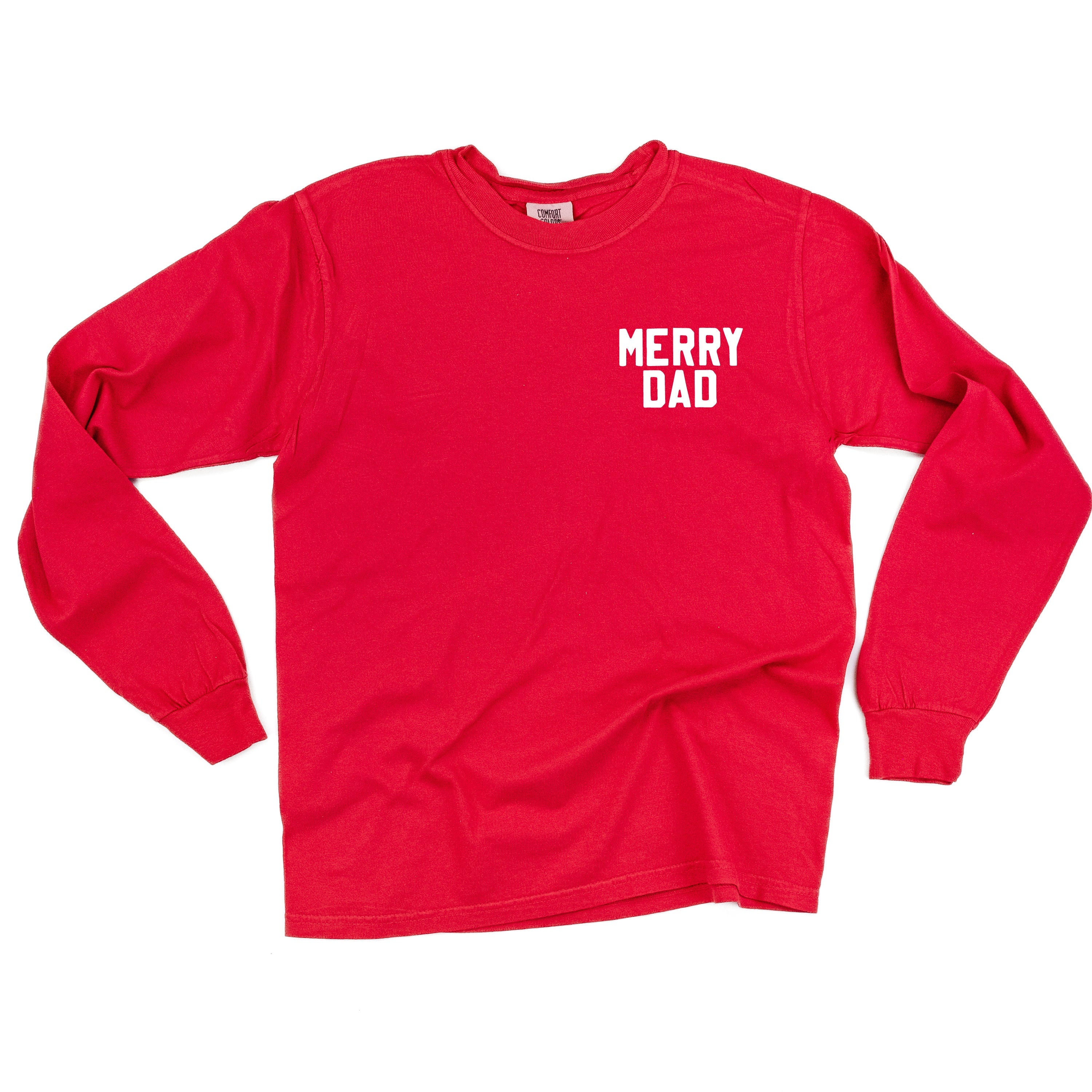 Merry Dad (pocket) - LONG SLEEVE Comfort Colors Tee Little Mama Shirt Shop