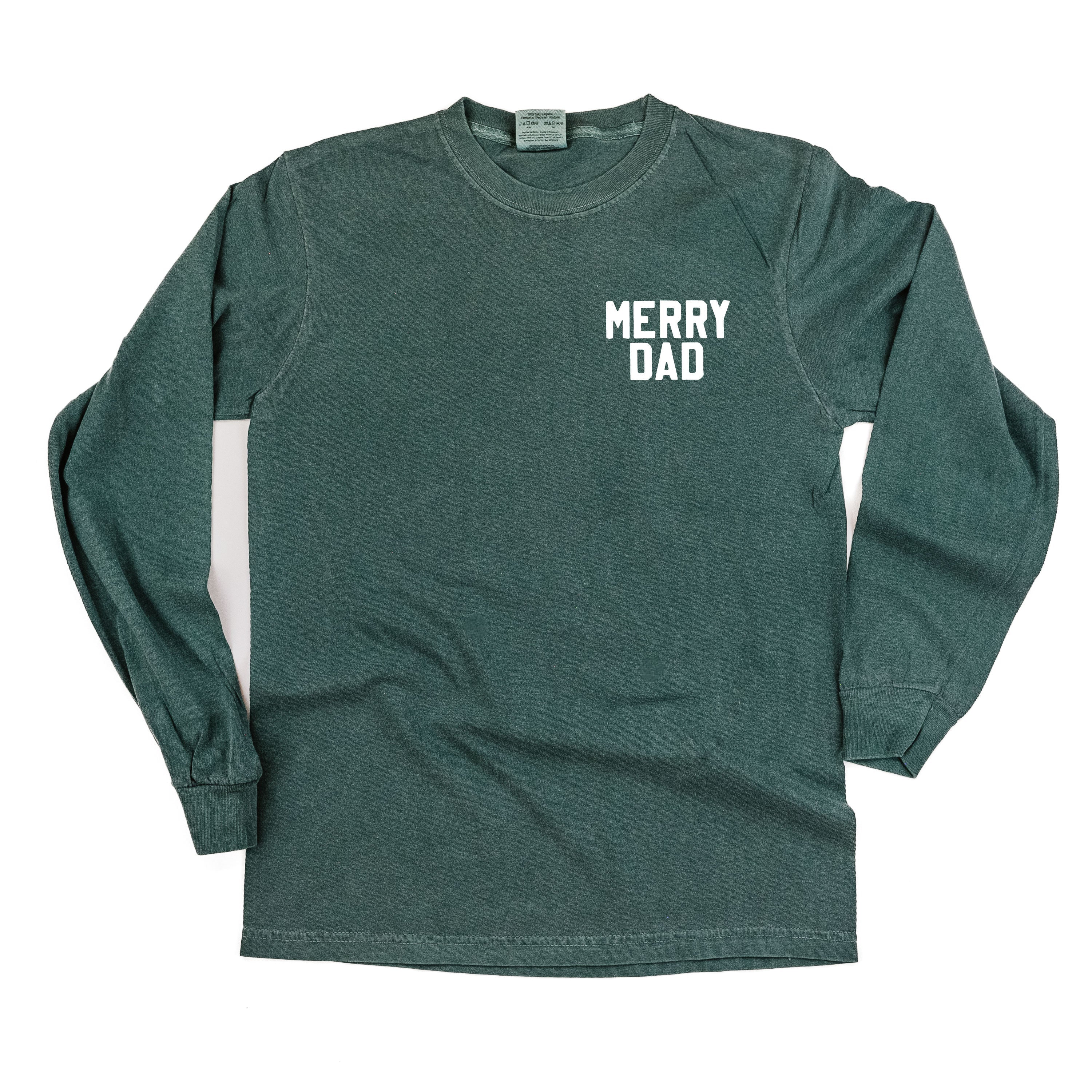 Merry Dad (pocket) - LONG SLEEVE Comfort Colors Tee Little Mama Shirt Shop