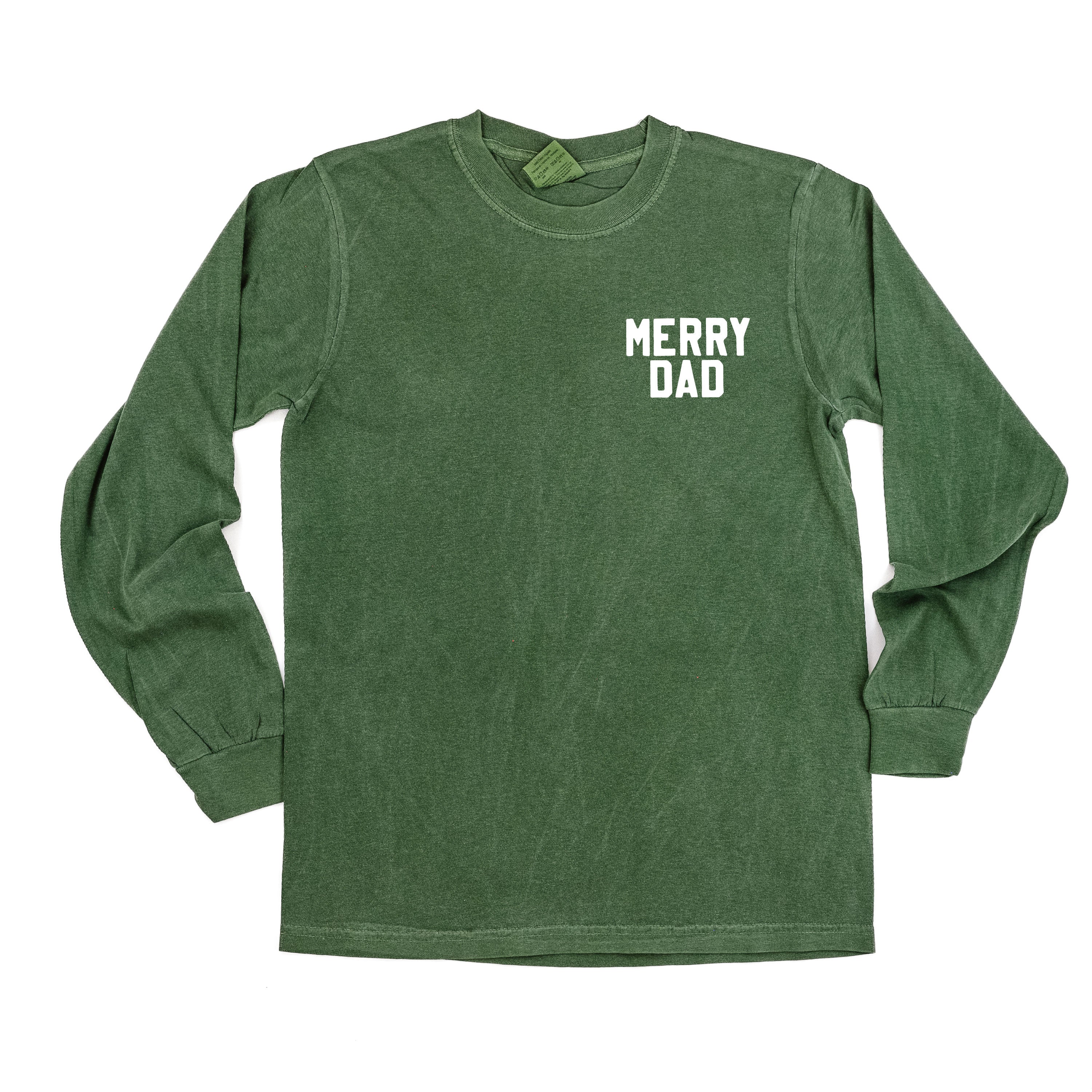 Merry Dad (pocket) - LONG SLEEVE Comfort Colors Tee Little Mama Shirt Shop