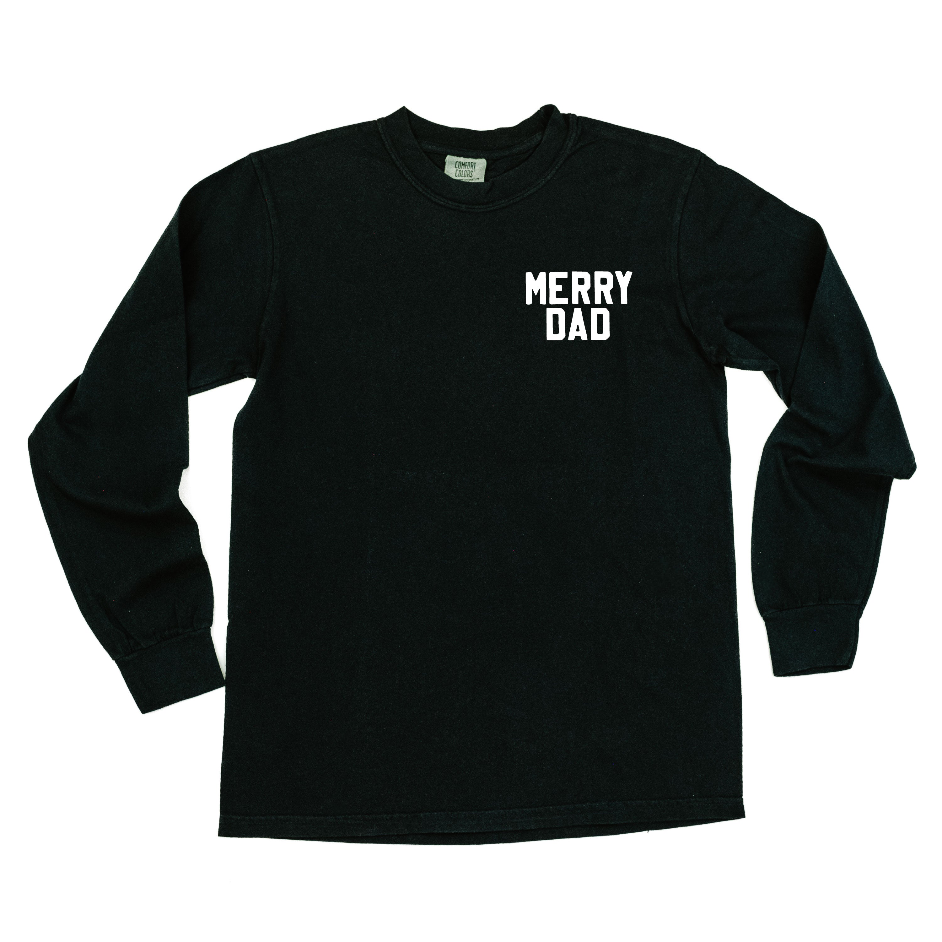 Merry Dad (pocket) - LONG SLEEVE Comfort Colors Tee Little Mama Shirt Shop