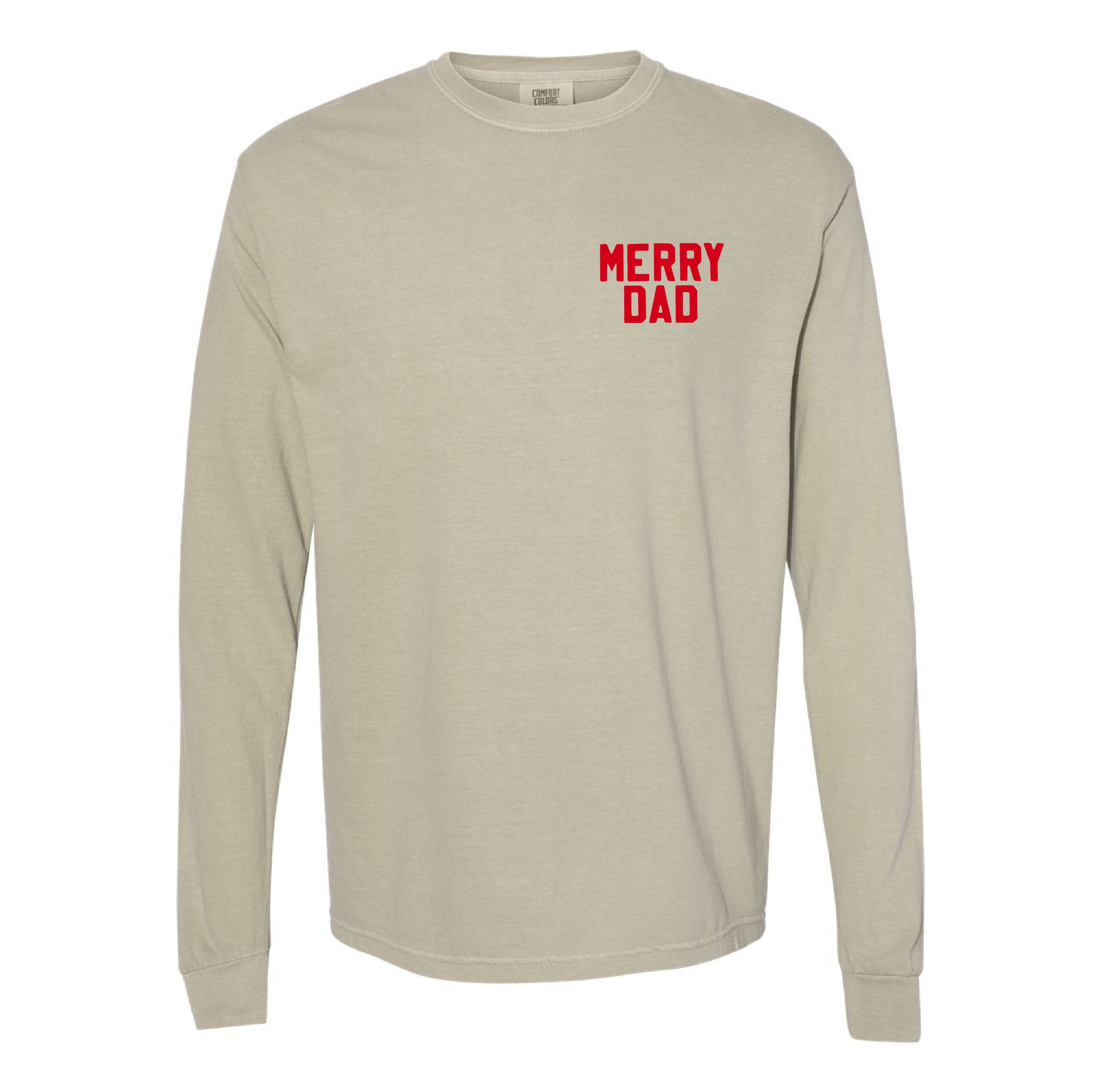 Merry Dad (pocket) - LONG SLEEVE Comfort Colors Tee Little Mama Shirt Shop