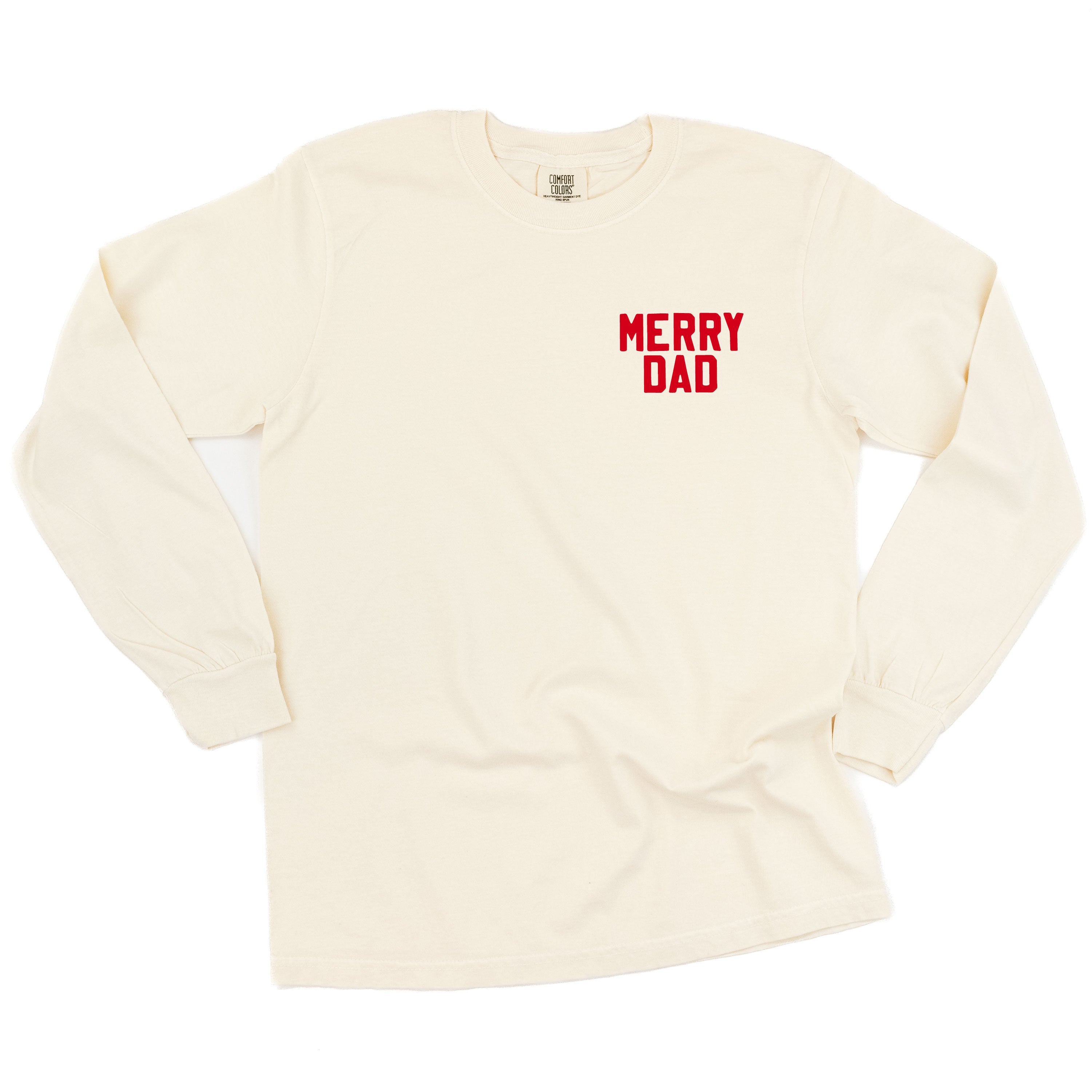 Merry Dad (pocket) - LONG SLEEVE Comfort Colors Tee Little Mama Shirt Shop