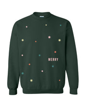 Adult forest sweater with 'Merry Every Thing' graphic, shown on flat lay – Little Mama Shirt Shop