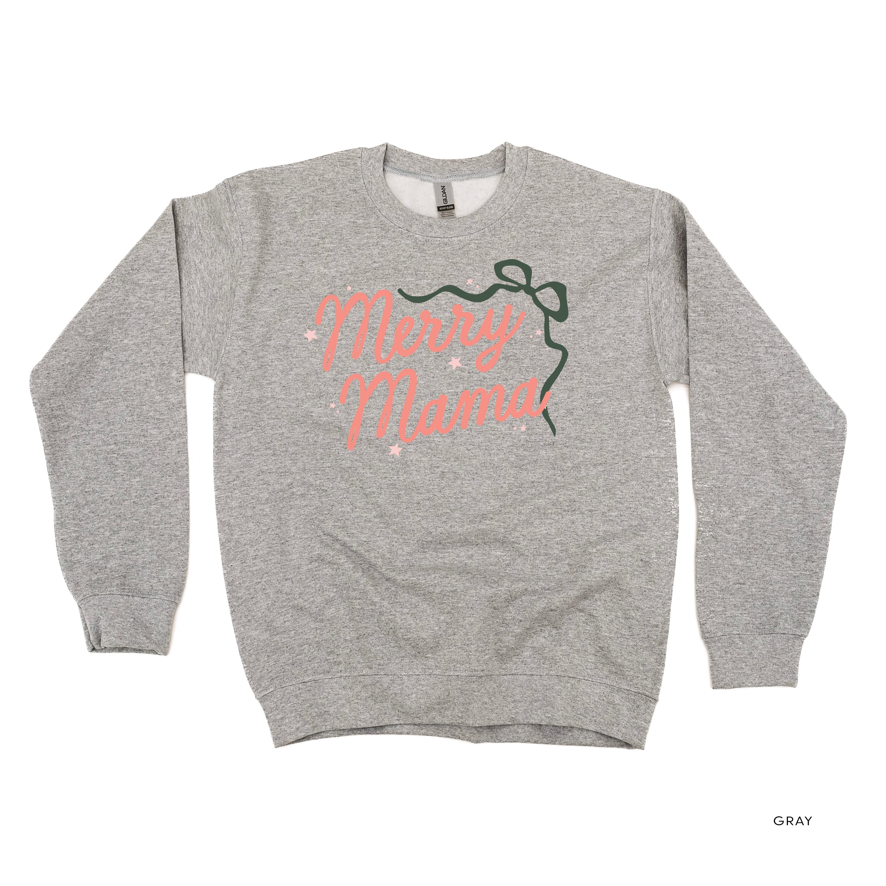 Merry Mama With Bow and Stars - BASIC Fleece Little Mama Shirt Shop LLC