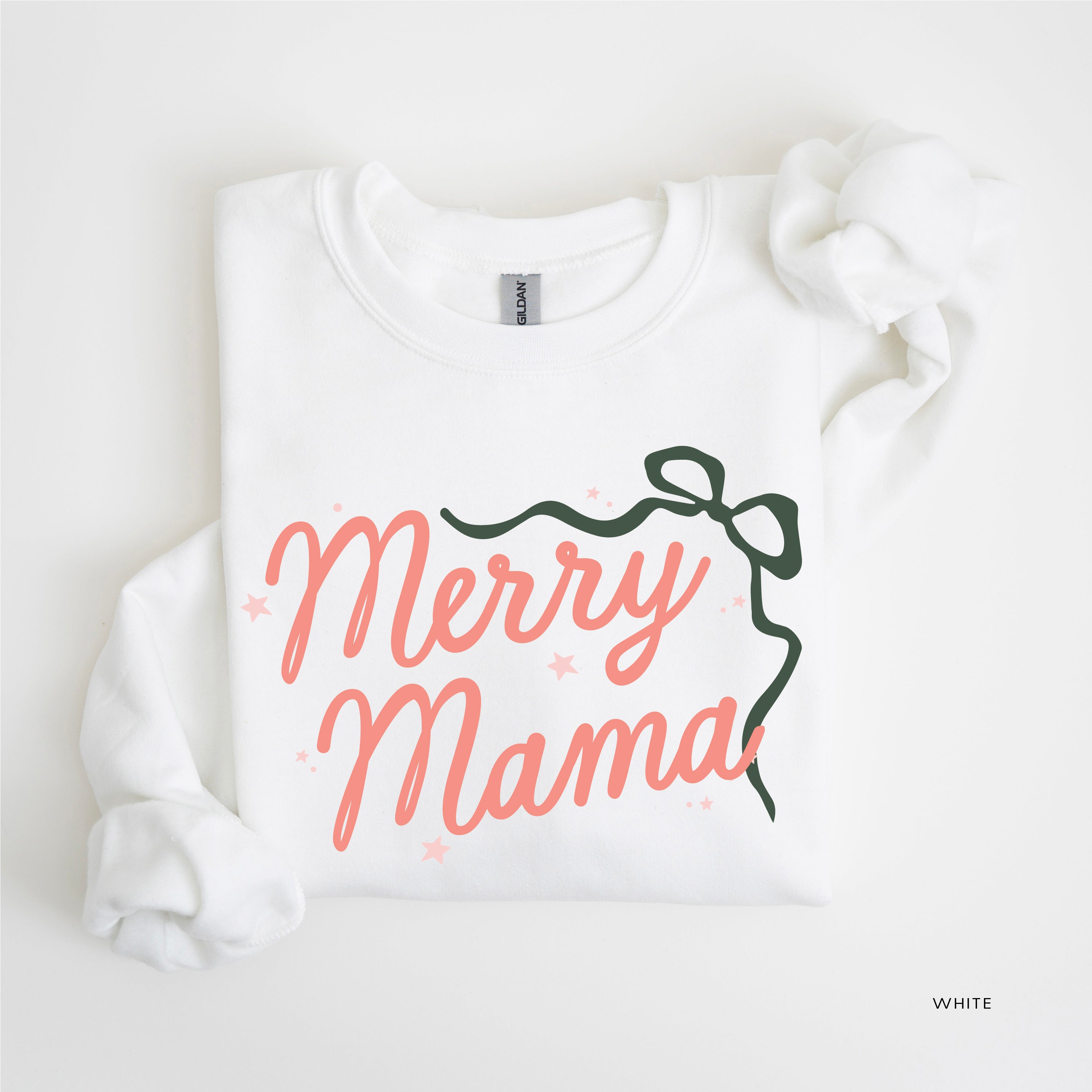 Merry Mama With Bow and Stars - BASIC Fleece Little Mama Shirt Shop LLC
