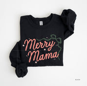 Merry Mama With Bow and Stars - BASIC Fleece Little Mama Shirt Shop LLC