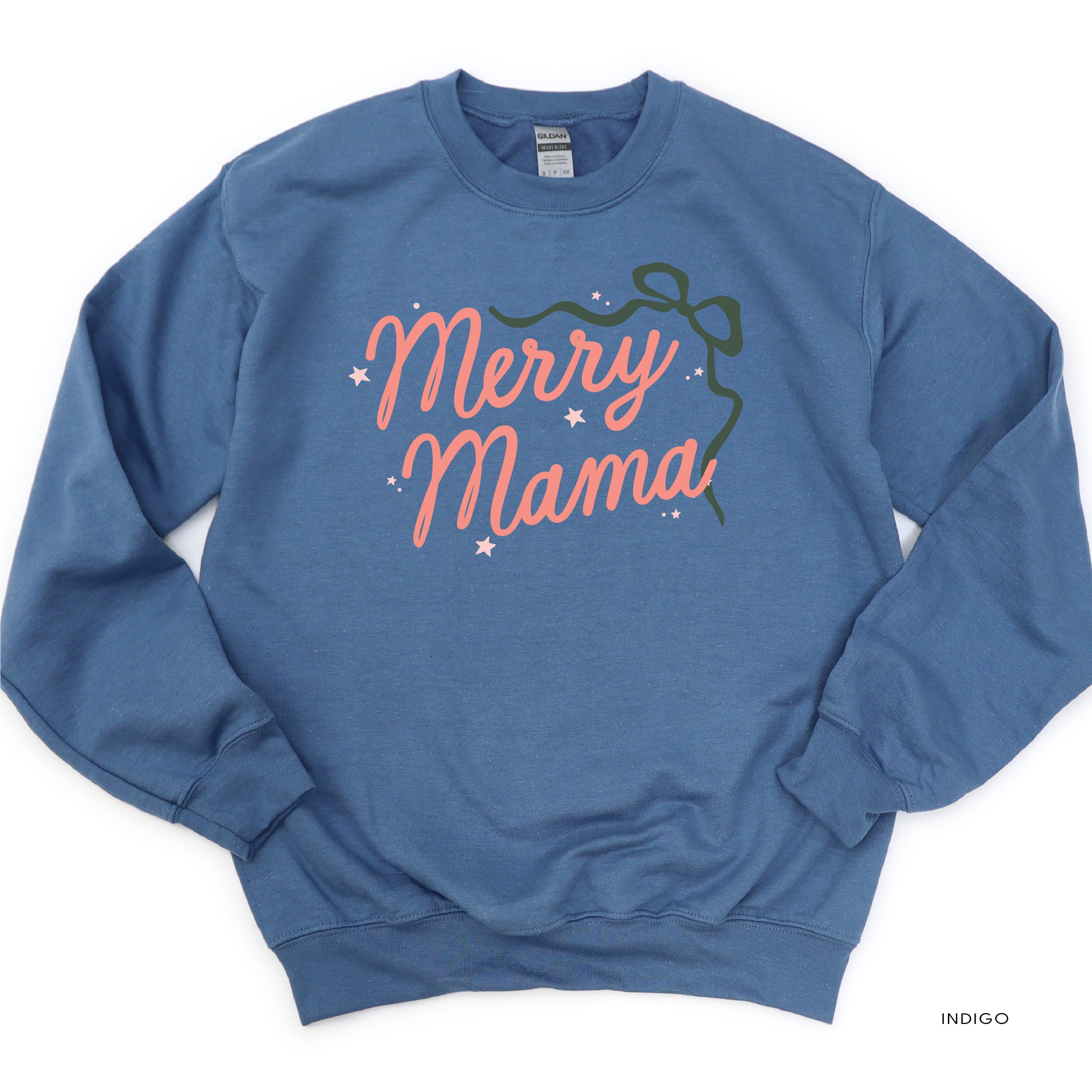 Merry Mama With Bow and Stars - BASIC Fleece Little Mama Shirt Shop LLC