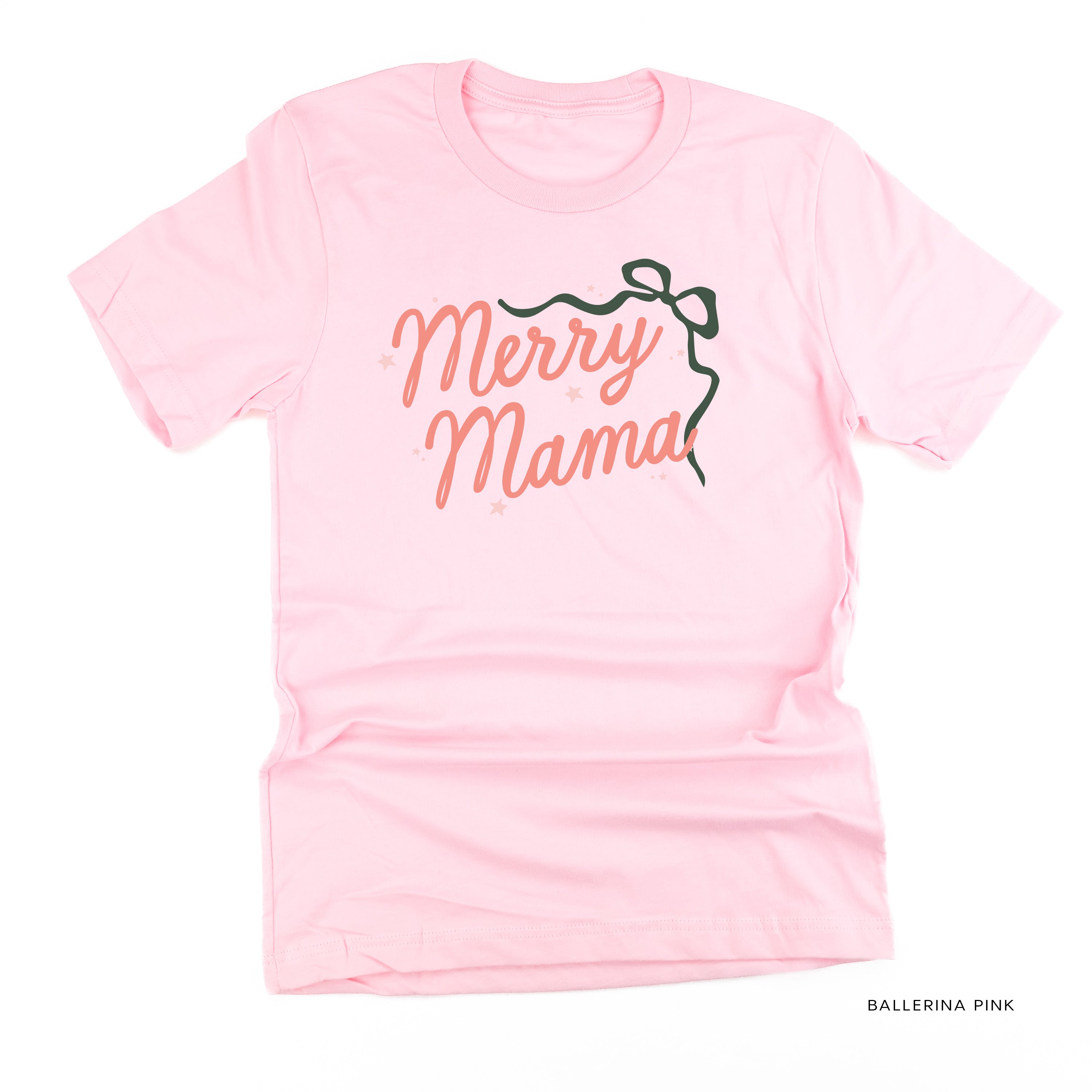 Merry Mama With Bow and Stars - Unisex Tee Little Mama Shirt Shop
