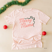 Merry Mama With Bow and Stars - Unisex Tee Little Mama Shirt Shop