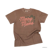 Merry Mama With Bow and Stars - Comfort Colors Tee Little Mama Shirt Shop