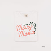 Merry Mama With Bow and Stars - Comfort Colors Tee Little Mama Shirt Shop