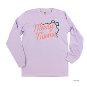Merry Mama With Bow and Stars - LONG SLEEVE Comfort Colors Tee Little Mama Shirt Shop