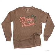 Merry Mama With Bow and Stars - LONG SLEEVE Comfort Colors Tee Little Mama Shirt Shop