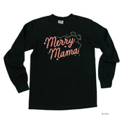 Merry Mama With Bow and Stars - LONG SLEEVE Comfort Colors Tee Little Mama Shirt Shop