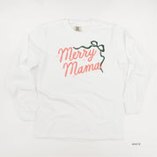 Merry Mama With Bow and Stars - LONG SLEEVE Comfort Colors Tee Little Mama Shirt Shop