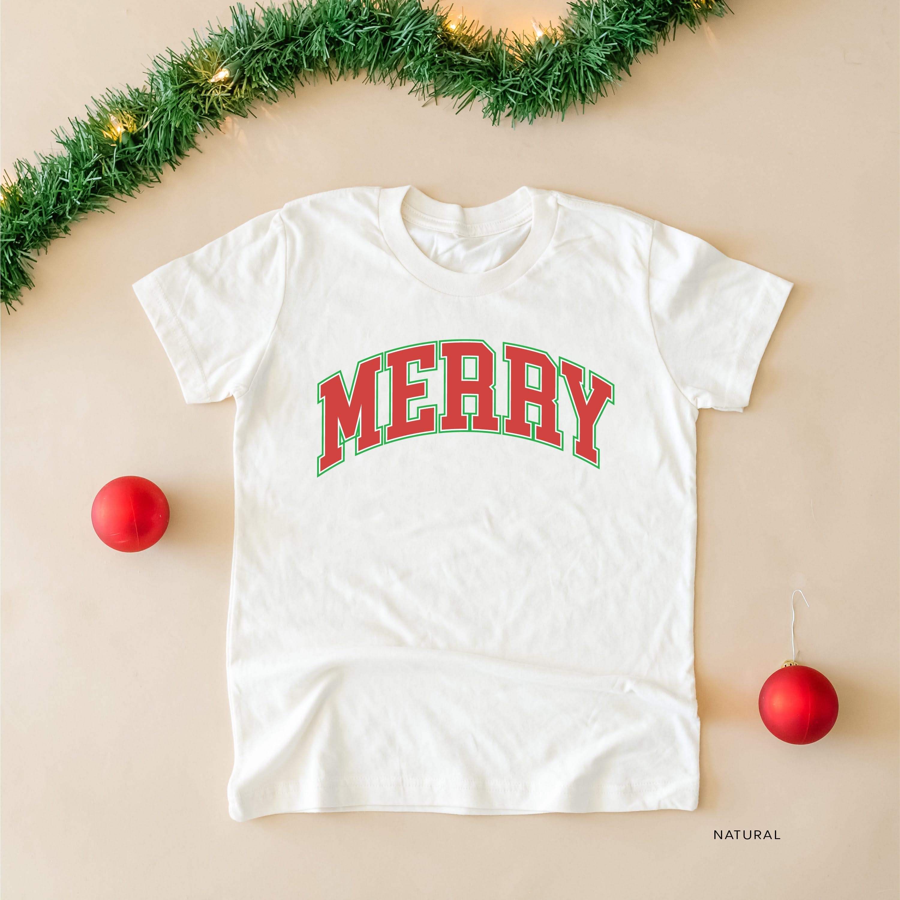 Merry (Varsity) - Child Tee Little Mama Shirt Shop