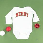 Merry (Varsity) - Child LONG SLEEVE Tee Little Mama Shirt Shop