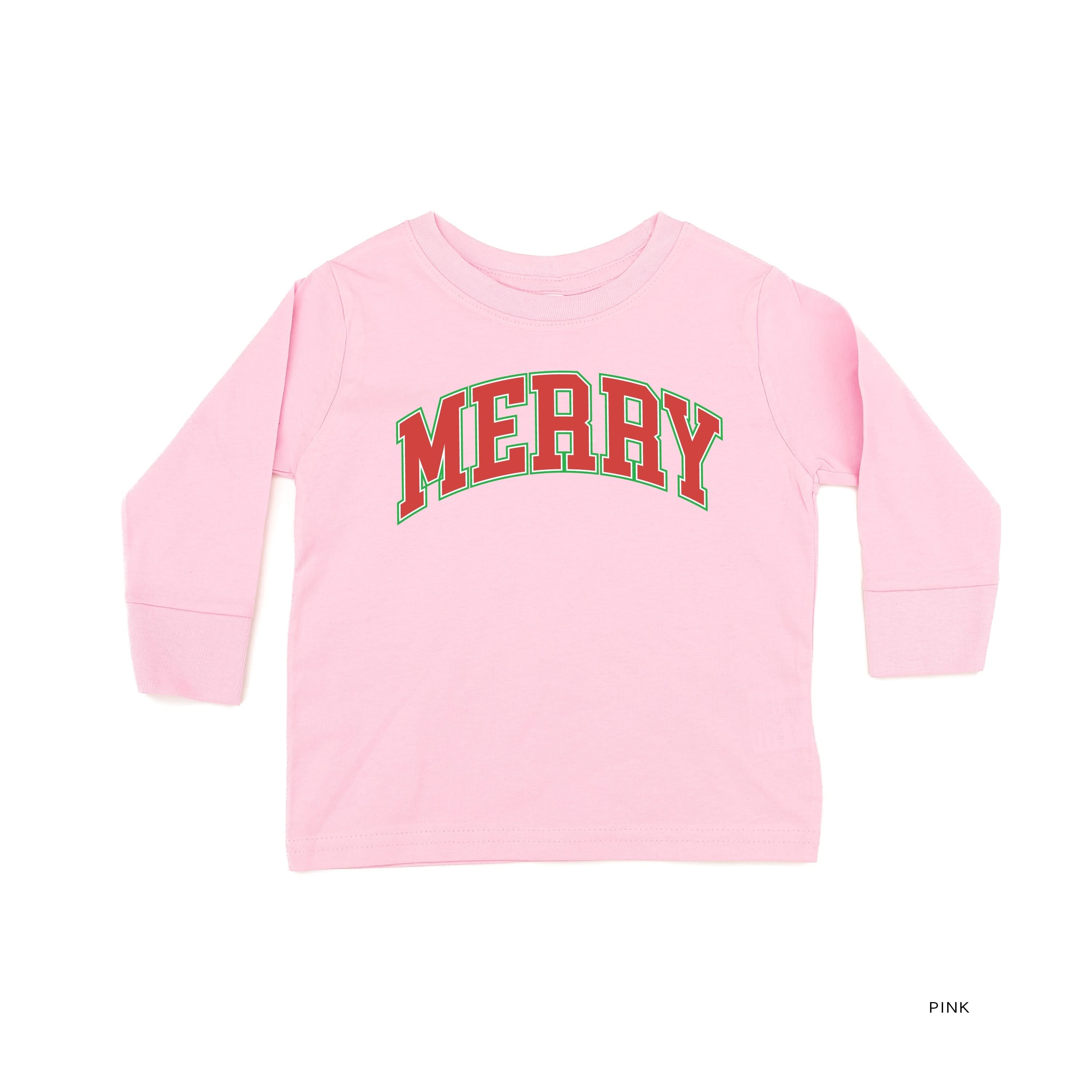 Merry (Varsity) - Child LONG SLEEVE Tee Little Mama Shirt Shop