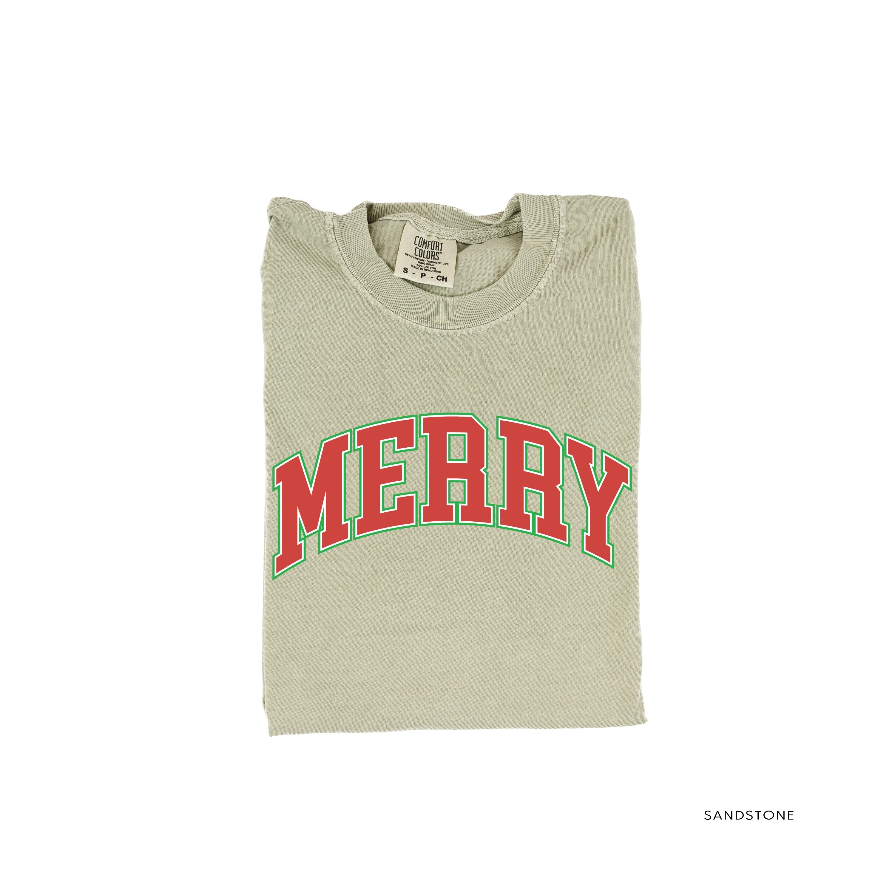 Merry (Varsity) - Comfort Colors Tee Little Mama Shirt Shop