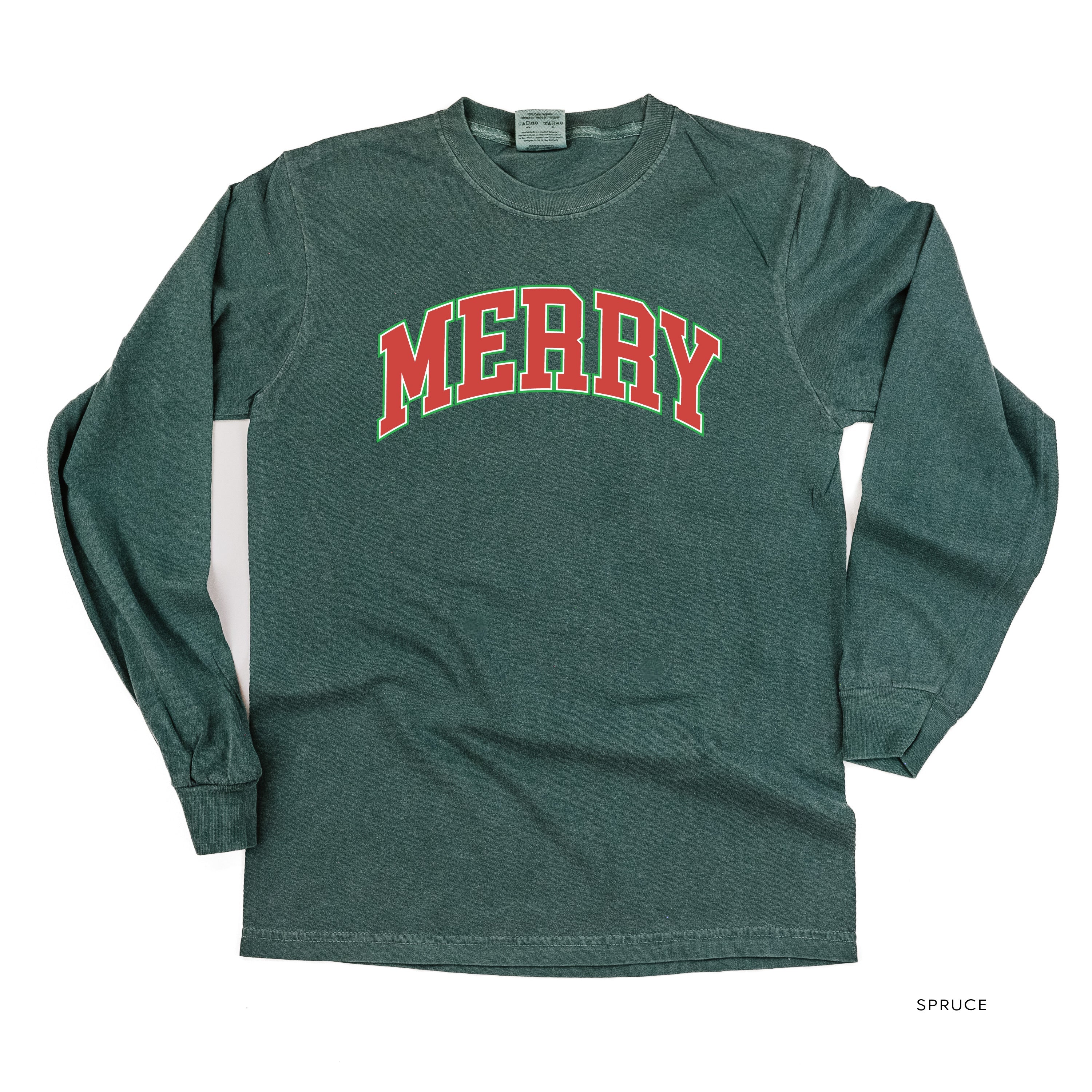 Merry (Varsity) - LONG SLEEVE Comfort Colors Tee Little Mama Shirt Shop