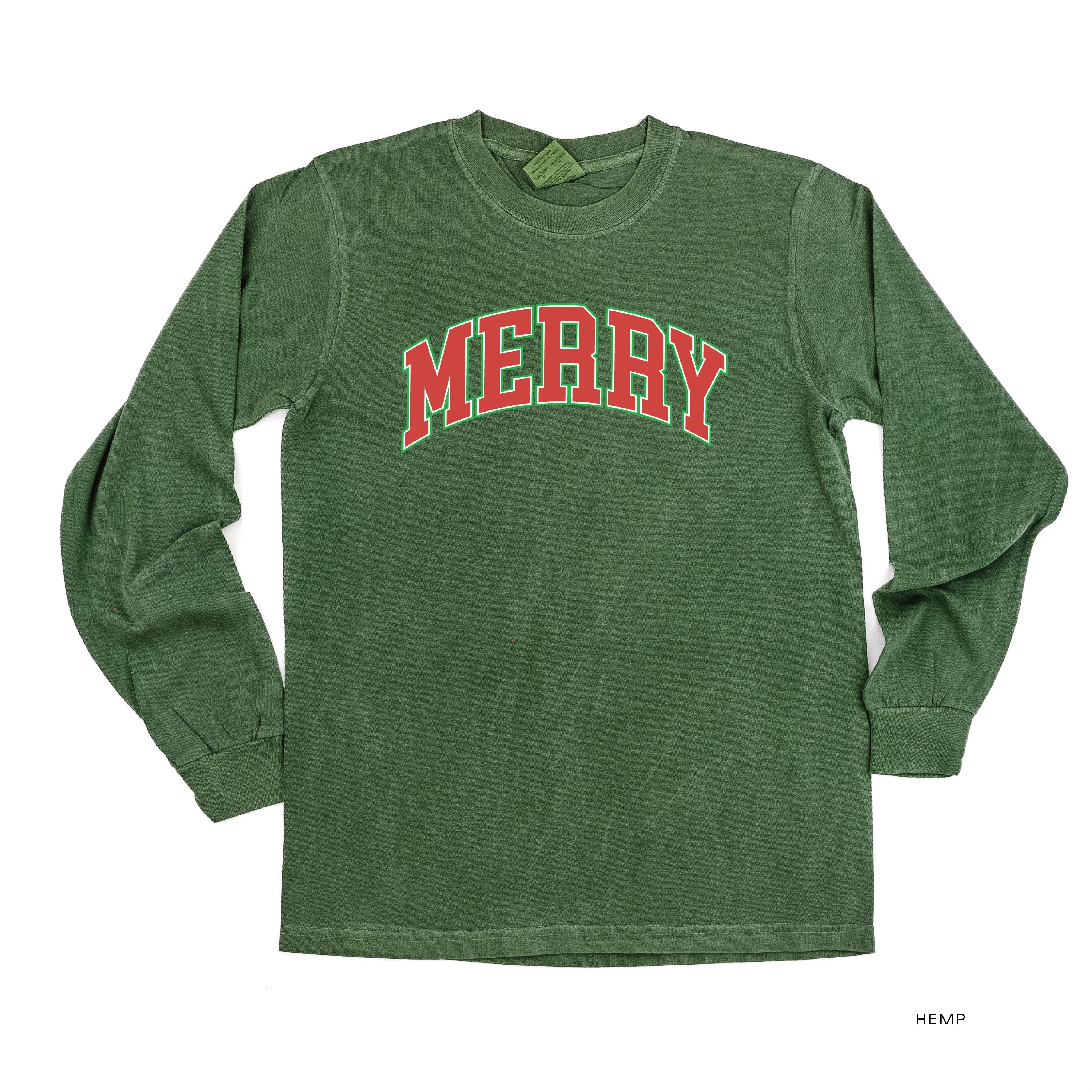 Merry (Varsity) - LONG SLEEVE Comfort Colors Tee Little Mama Shirt Shop