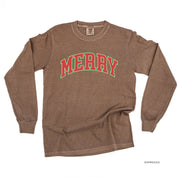 Merry (Varsity) - LONG SLEEVE Comfort Colors Tee Little Mama Shirt Shop