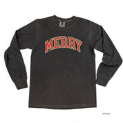 Merry (Varsity) - LONG SLEEVE Comfort Colors Tee Little Mama Shirt Shop