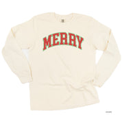 Merry (Varsity) - LONG SLEEVE Comfort Colors Tee Little Mama Shirt Shop