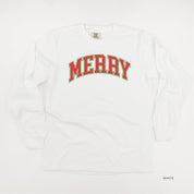 Merry (Varsity) - LONG SLEEVE Comfort Colors Tee Little Mama Shirt Shop
