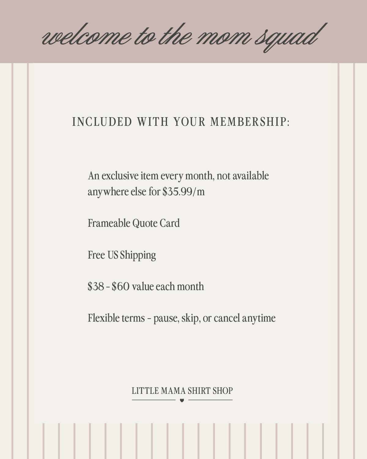 LMSS MOM SQUAD MEMBERSHIP (Shipping By March 5th) Little Mama Shirt Shop LLC