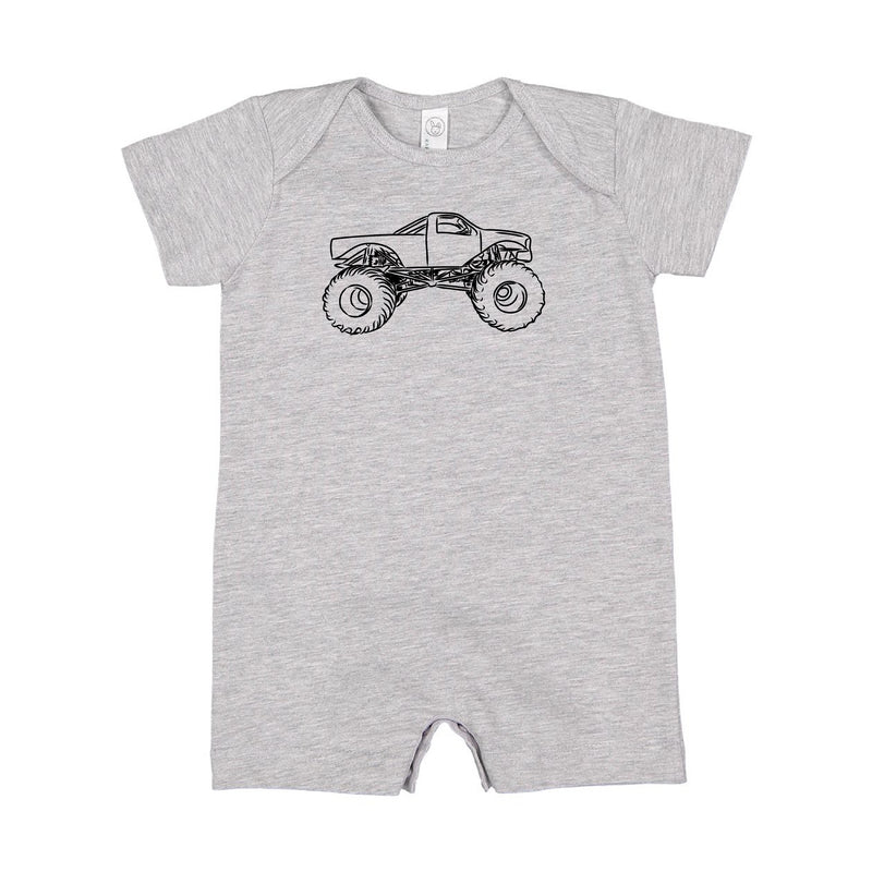 MONSTER TRUCK - Minimalist Design - Short Sleeve / Shorts - One Piece Baby Romper