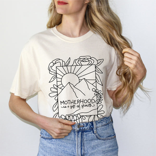 Motherhood is a Gift of Growth - Design a Shirt Drawing Contest Winner - SHORT SLEEVE COMFORT COLORS TEE