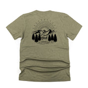 Dad w/ Mountains - Mountain Scene (pf&b) - Unisex Tee Little Mama Shirt Shop