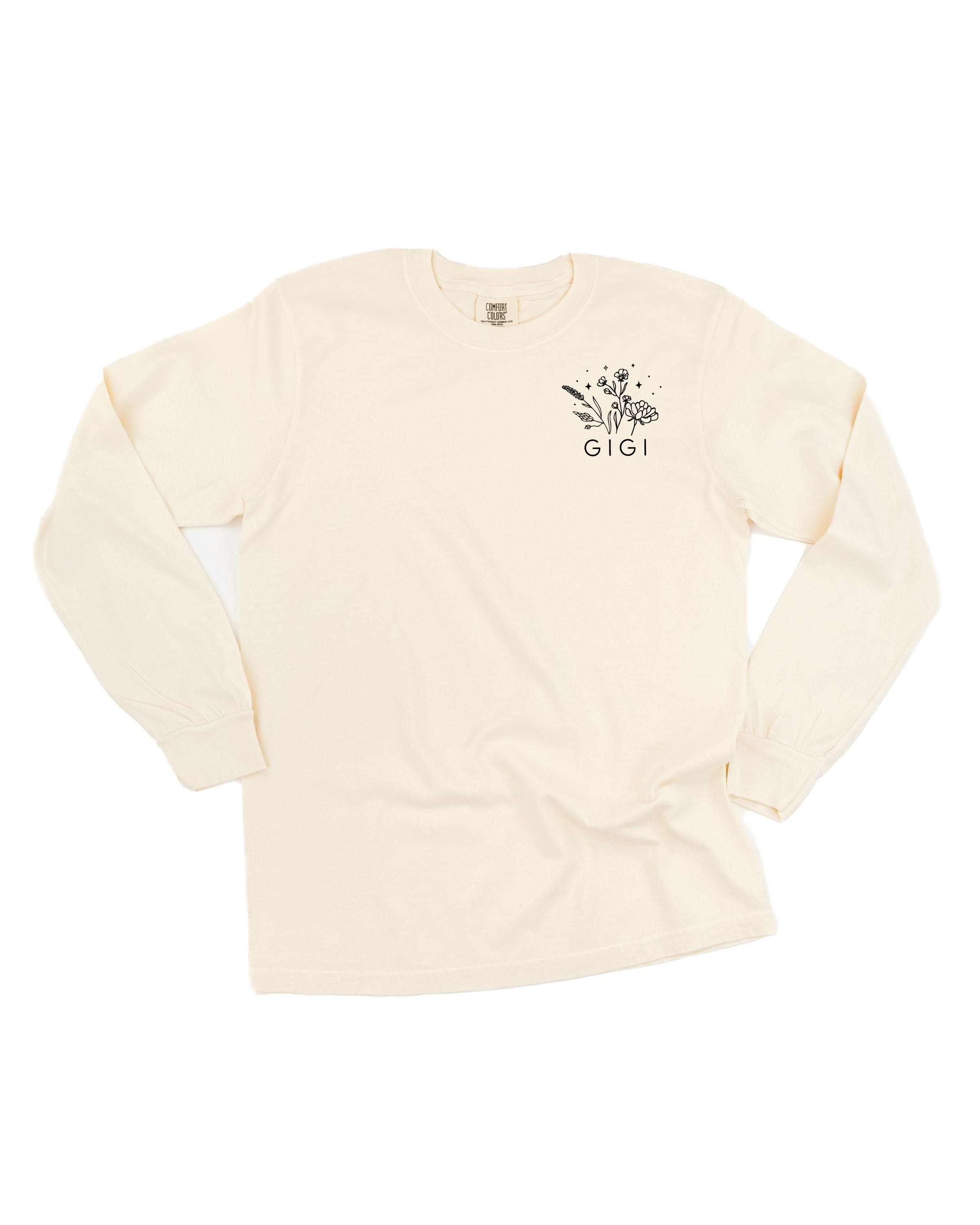 "_____" - Bouquet (pocket) - (Choose Your Name) - Long Sleeve Comfort Colors Tee Little Mama Shirt Shop