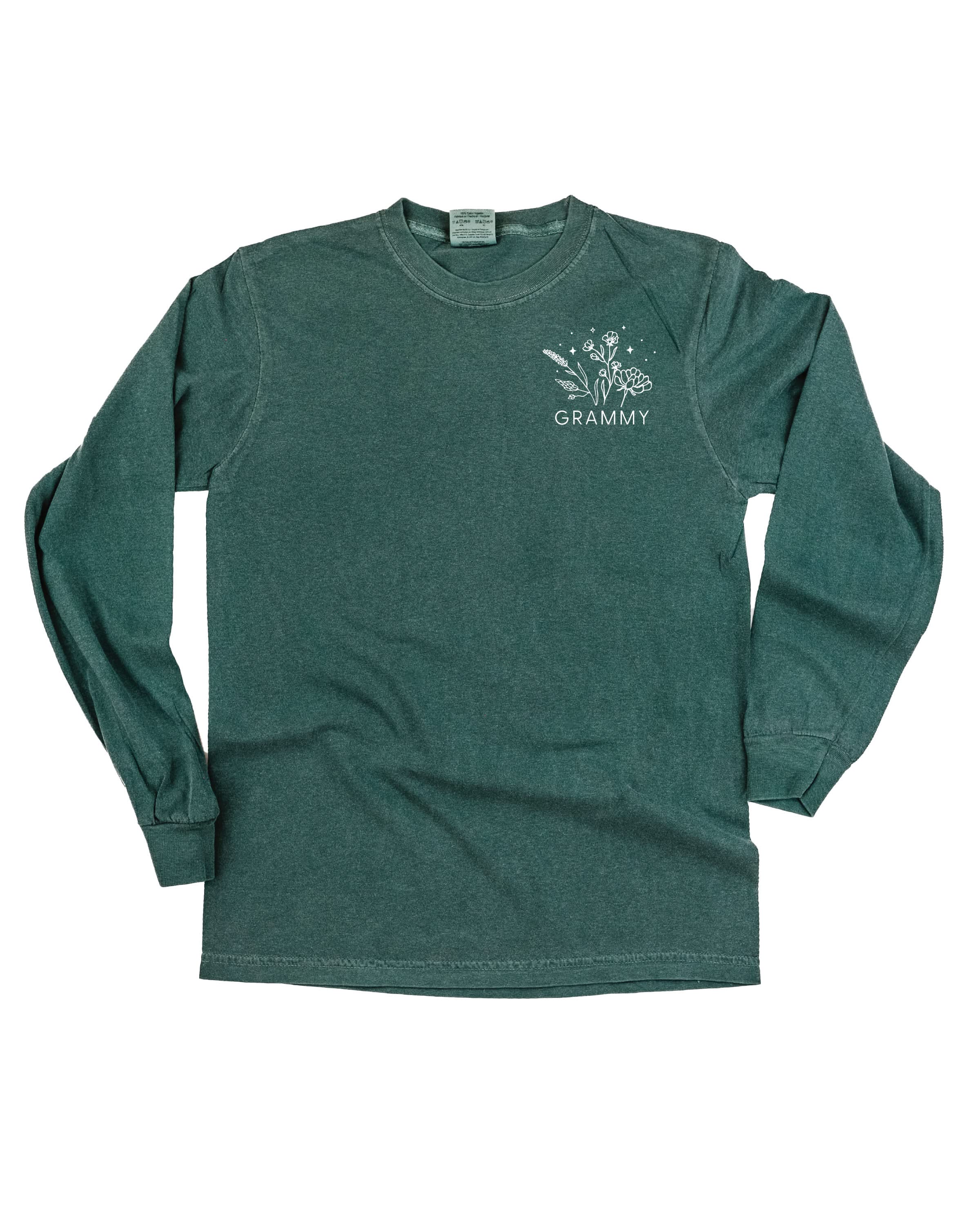 "_____" - Bouquet (pocket) - (Choose Your Name) - Long Sleeve Comfort Colors Tee Little Mama Shirt Shop