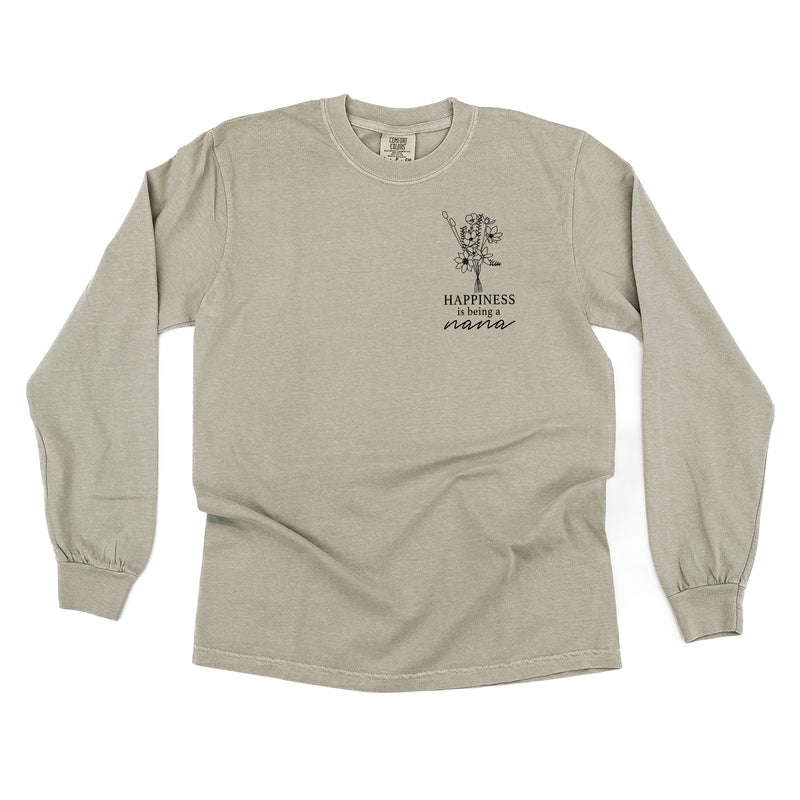 Bouquet Style - Happiness is Being a NANA - LONG SLEEVE COMFORT COLORS TEE
