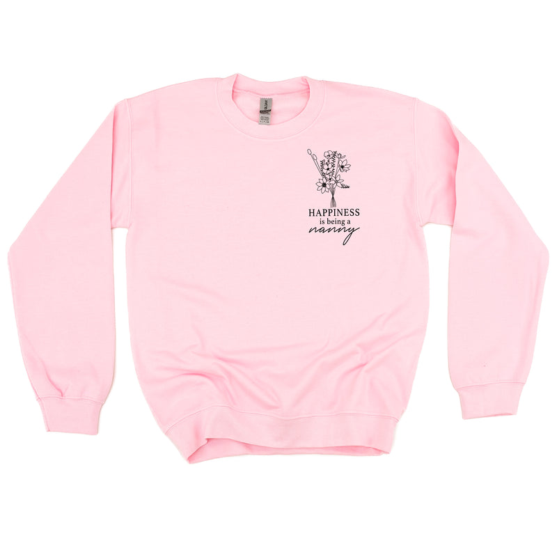 Bouquet Style - Happiness is Being a NANNY - BASIC FLEECE CREWNECK