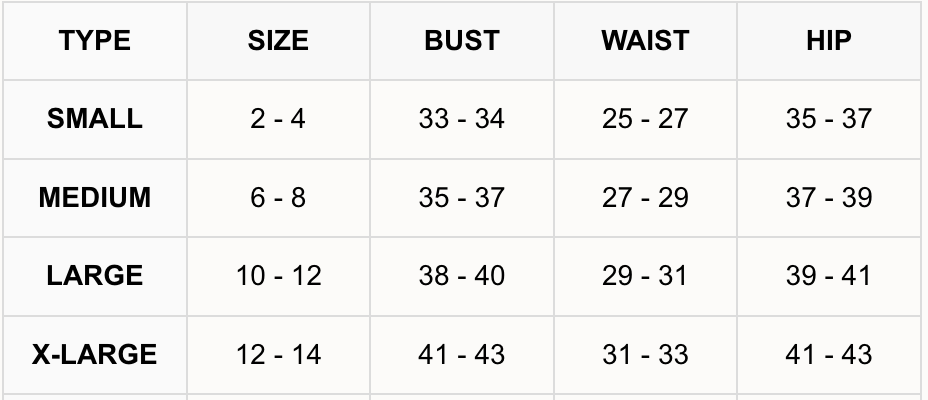 Size chart for mock neck in sizes small to x-larger with measurements in inches - Little Mama Shirt Shop
